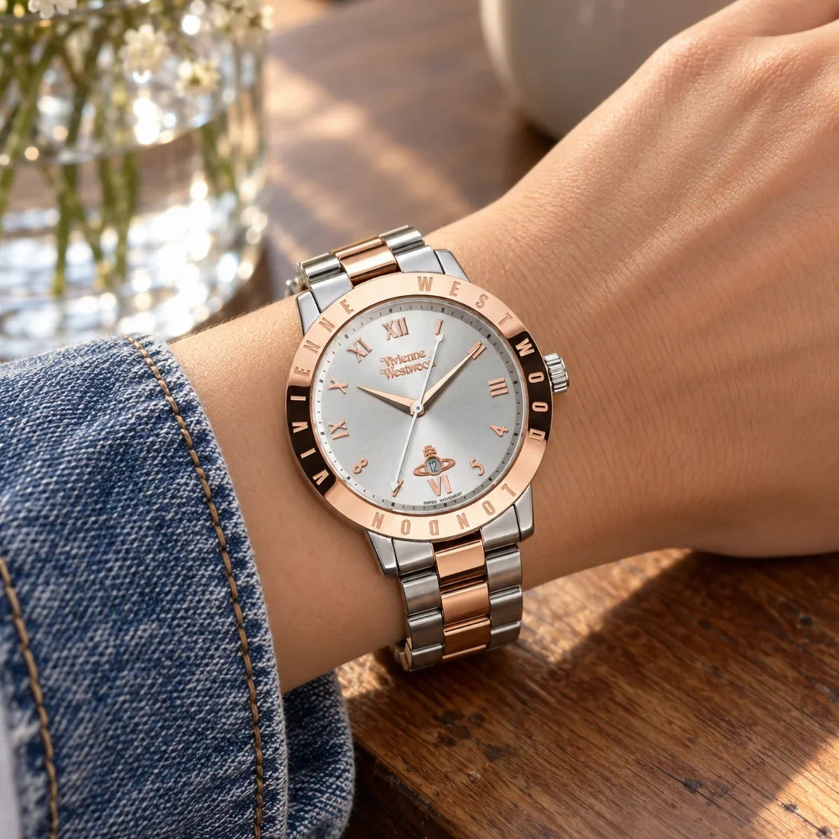 Vivienne Westwood Bloomsbury Quartz Silver Dial Two Tone Rose Gold Silver Ladies Watch VV152RSSL