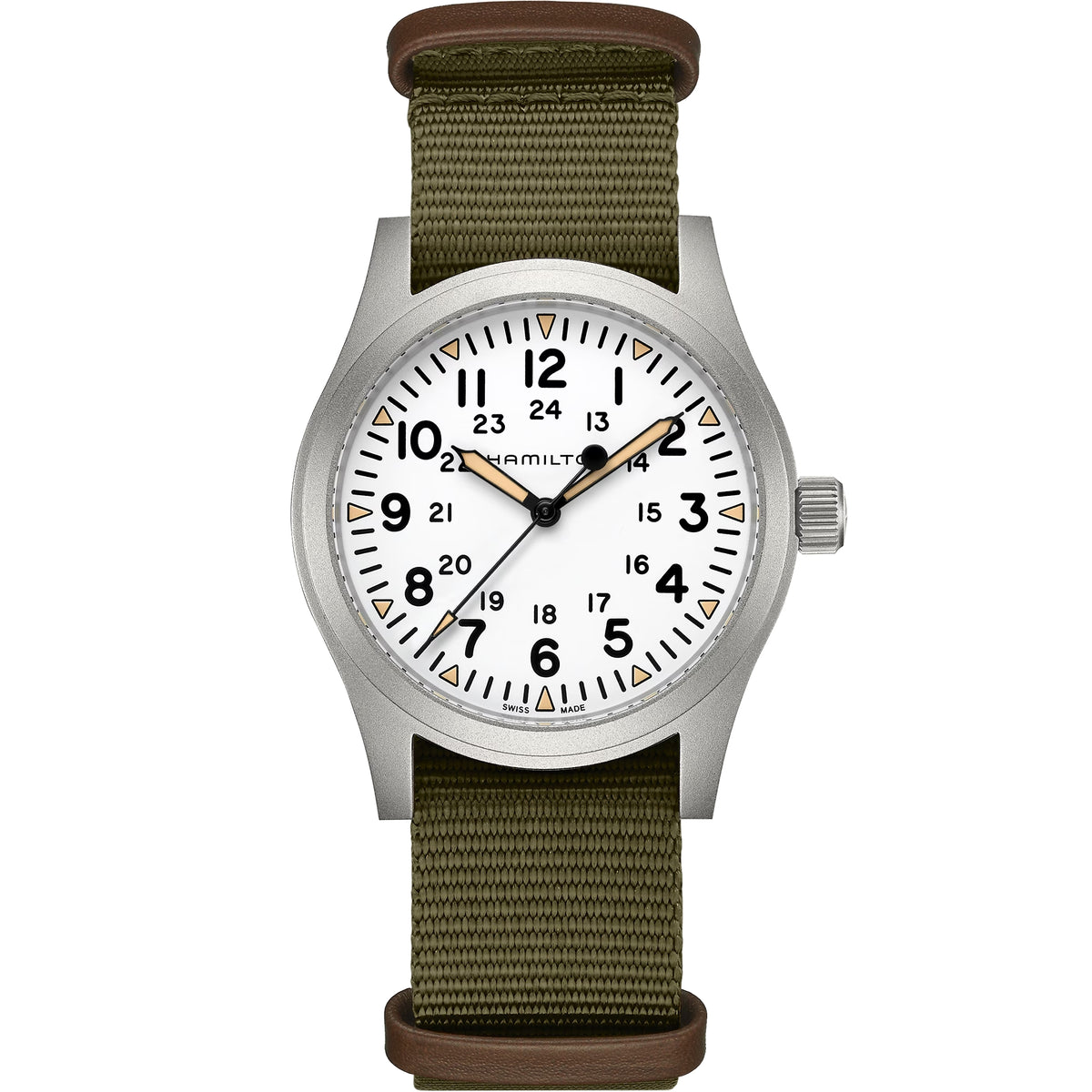 Hamilton Khaki Field Mechanical white Dial NATO Strap Men's Watch H69529913 front view