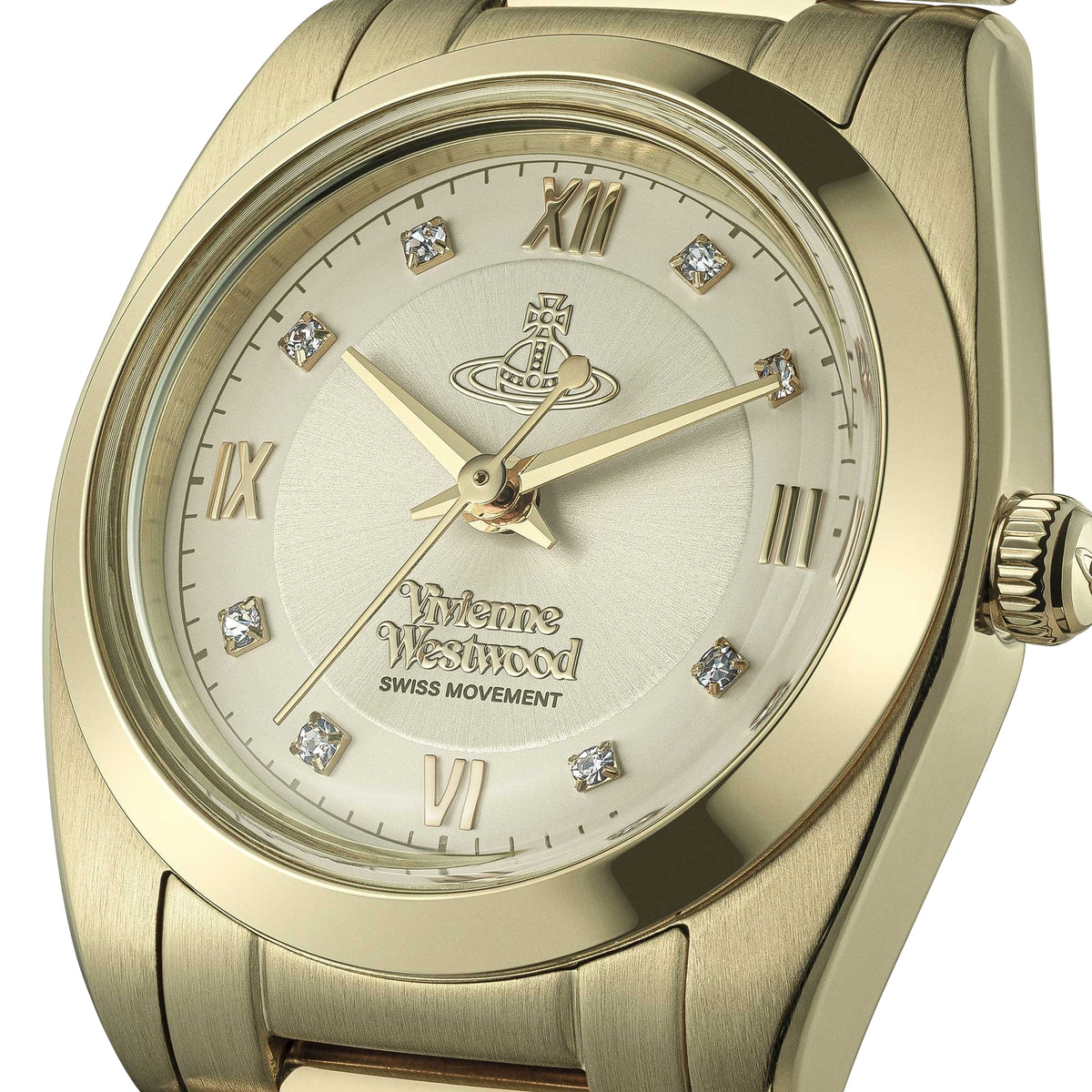 Vivienne Westwood The Tavistock 28mm Champagne Dial Yellow Gold-Tone Steel Ladies Quartz Watch VV356LGYGD