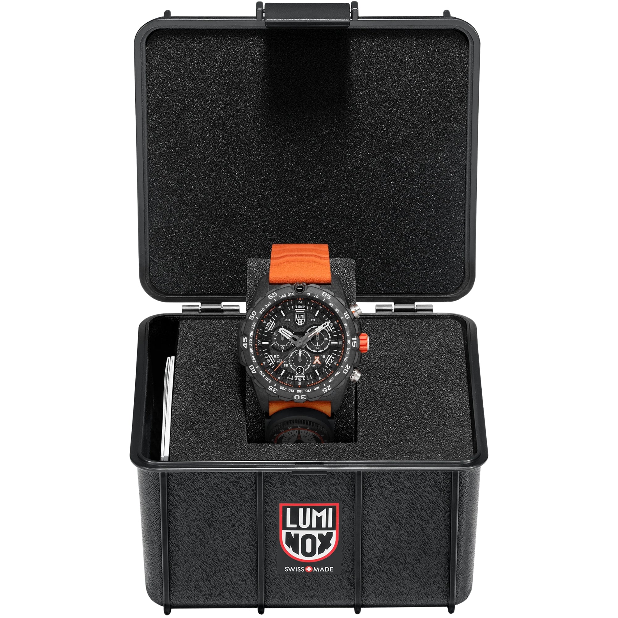 Luminox Bear Grylls 45mm Chronograph Schwarzes Zifferblatt Gummi Herren Quarz Uhr XB.3749