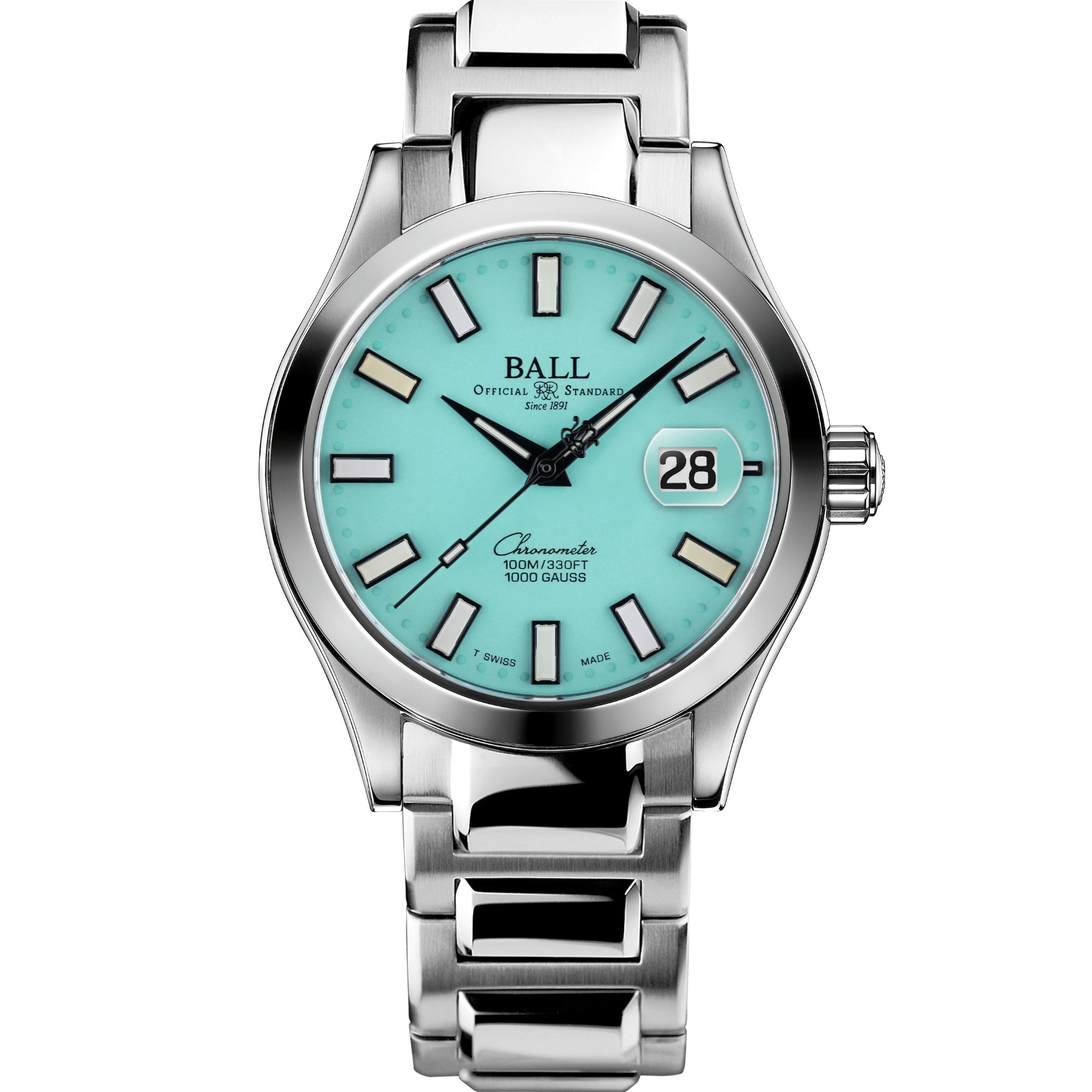 BALL Engineer III Marvelight Chronometer Türkises Zifferblatt Edelstahlarmband Herren Uhr NM9026c-S44C-TQR