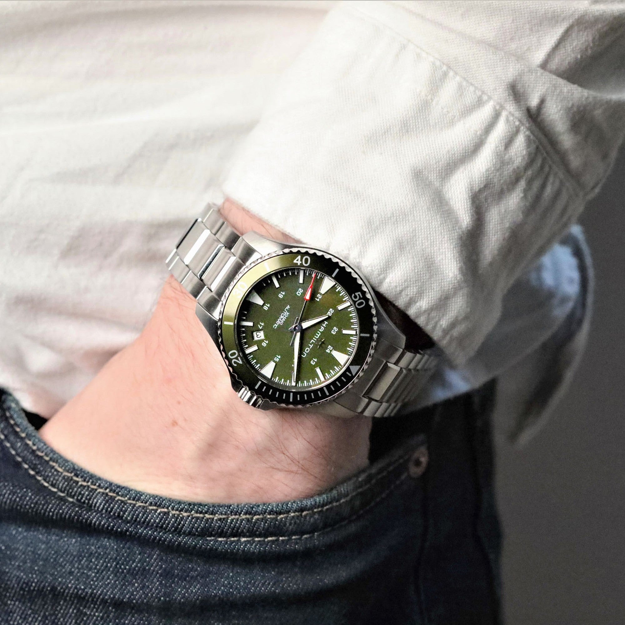 Hamilton Khaki Navy 40mm Green Dial Steel Mens Automatic Watch H82375161