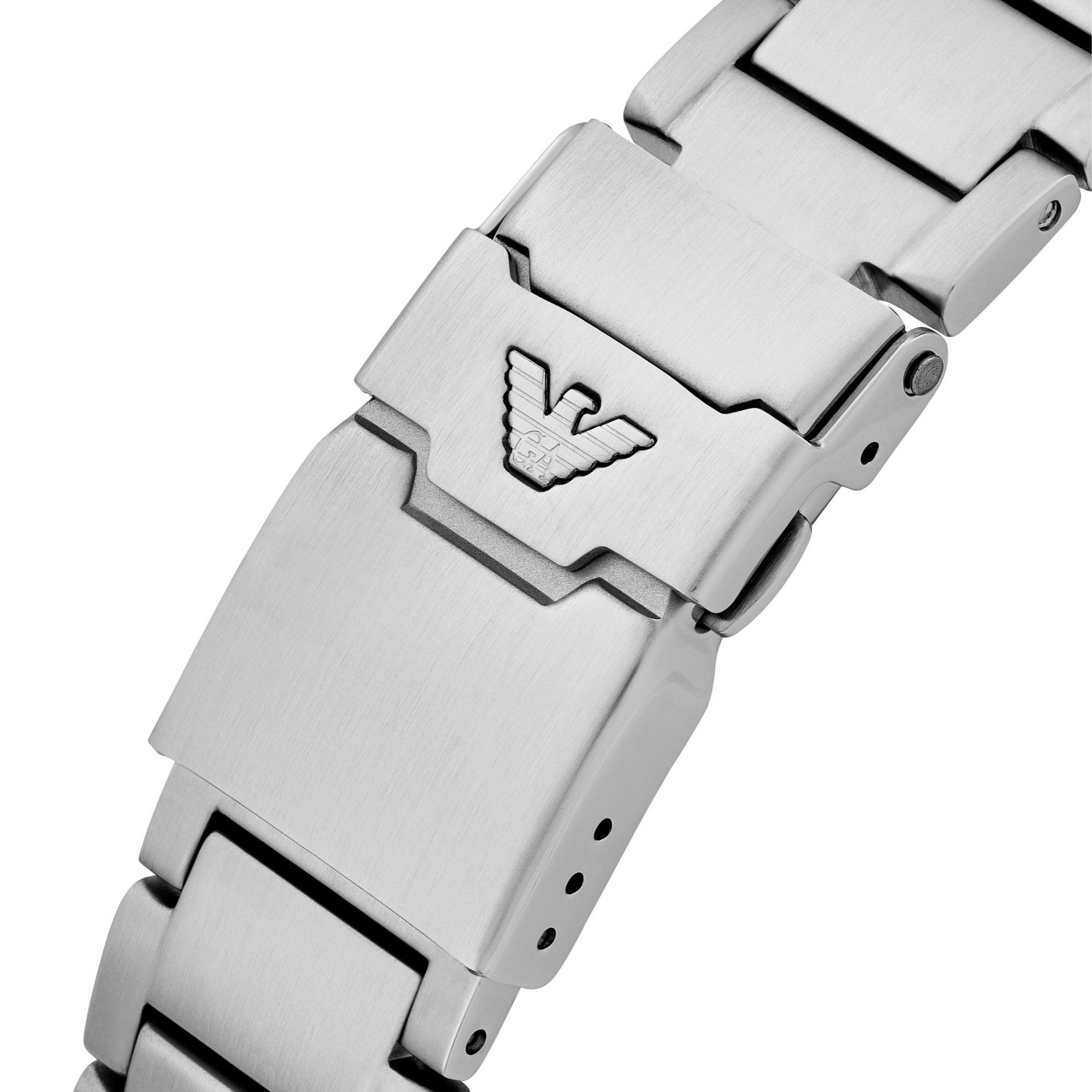 Emporio Armani World Explorer 42mm Black Dial Steel Mens Quartz Watch AR11589