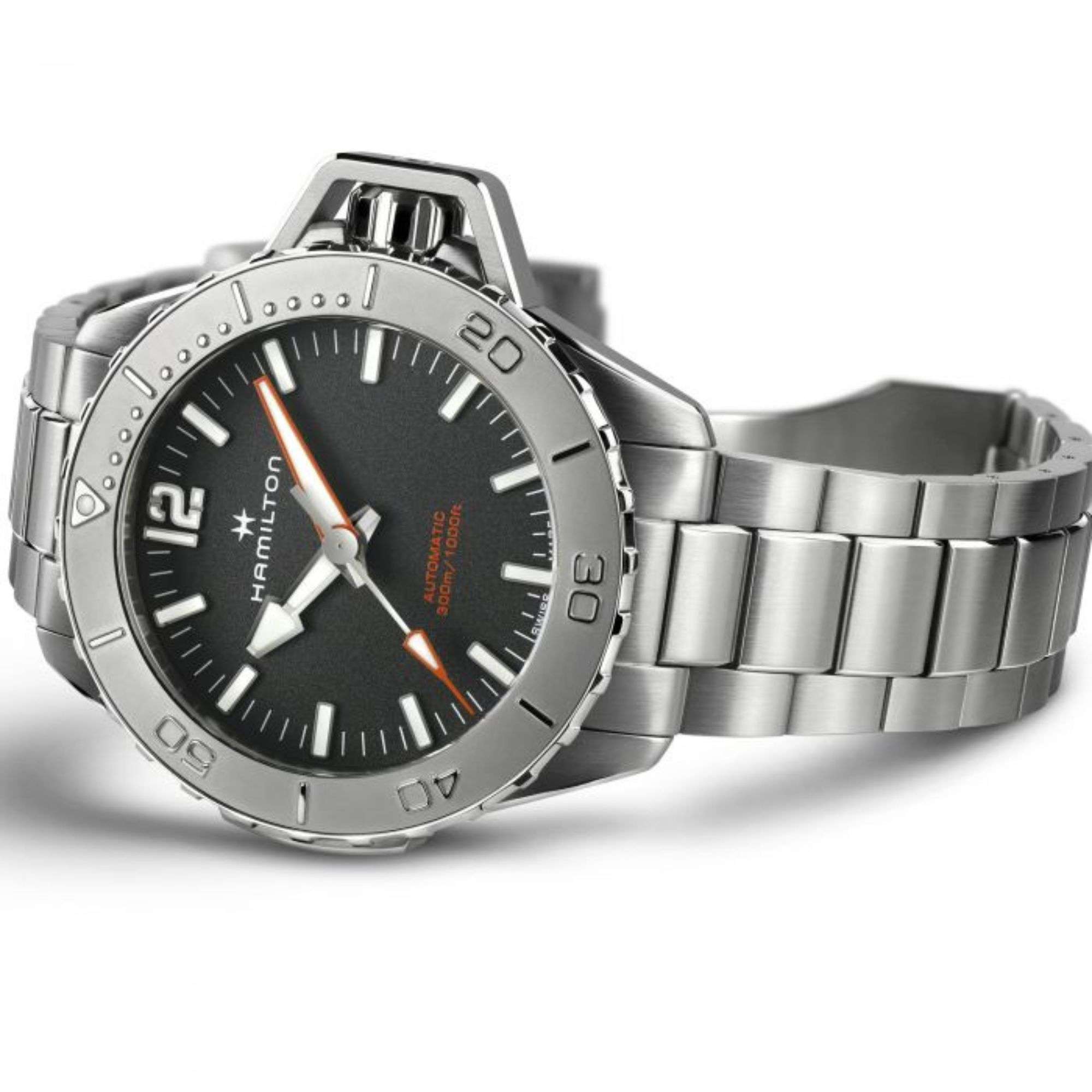 Hamilton Khaki Navy 46mm Schwarzes Zifferblatt Stahl Herren Automatik Uhr H77815130