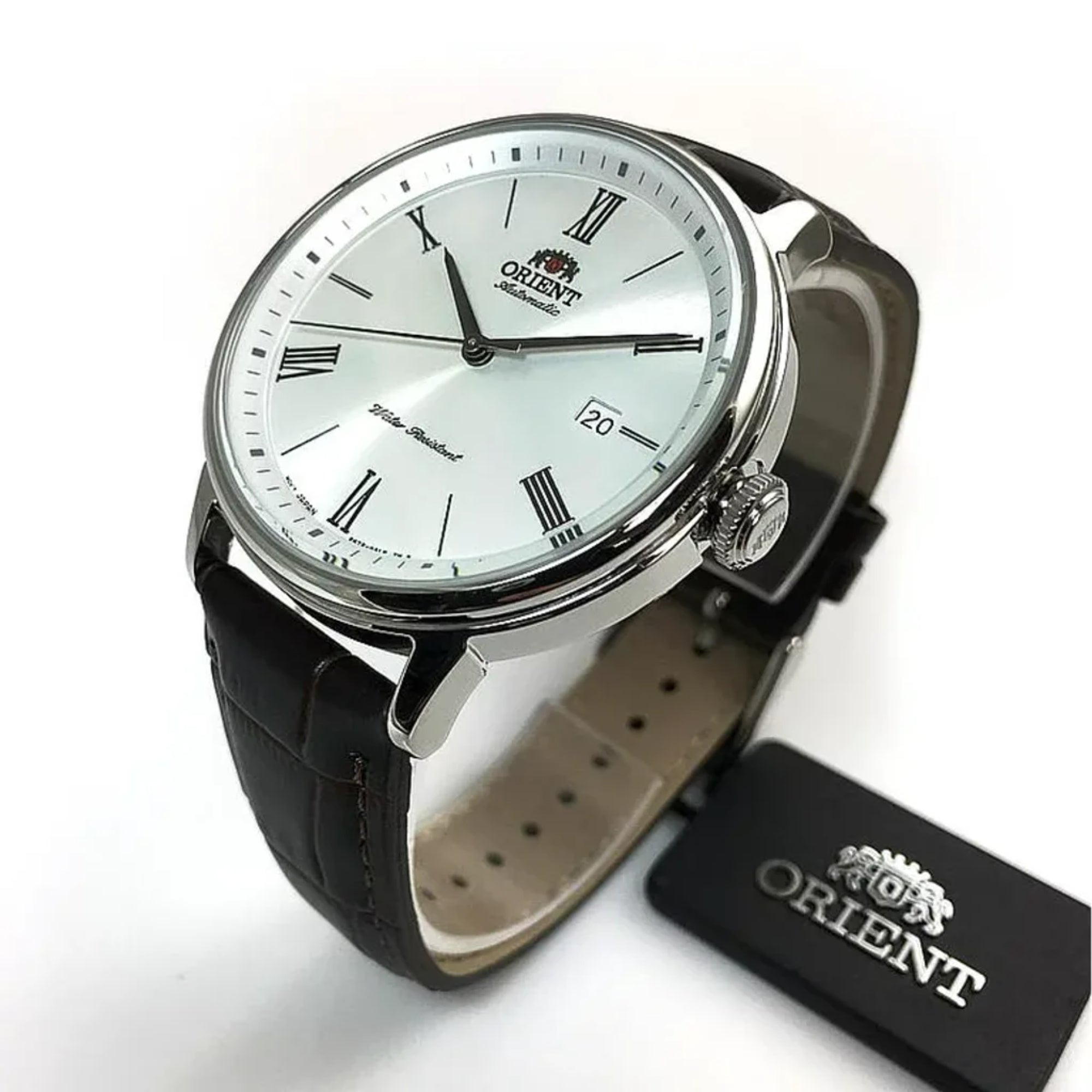 Orient Contemporary 42mm Weißes Zifferblatt Leder Herren Automatik Uhr RA-AC0J06S30B