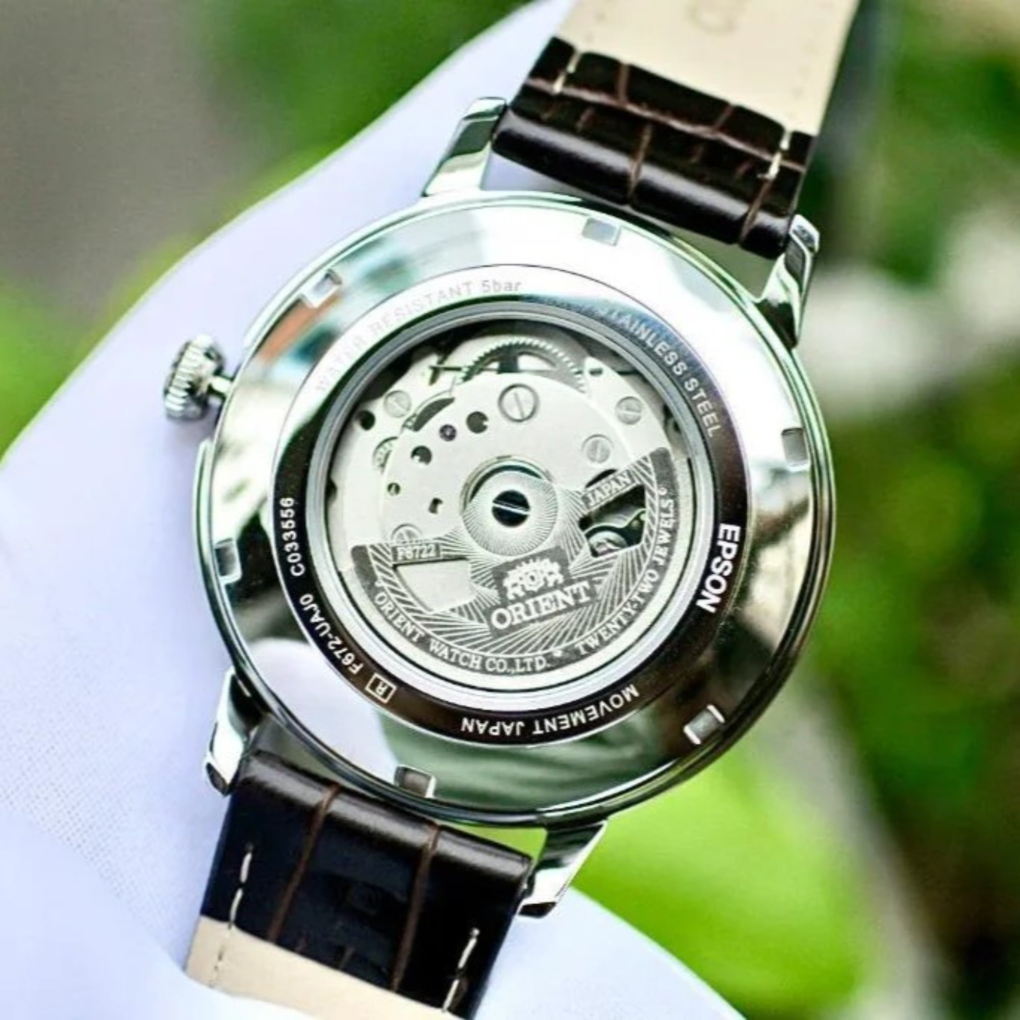 Orient Contemporary 42mm Weißes Zifferblatt Leder Herren Automatik Uhr RA-AC0J06S30B