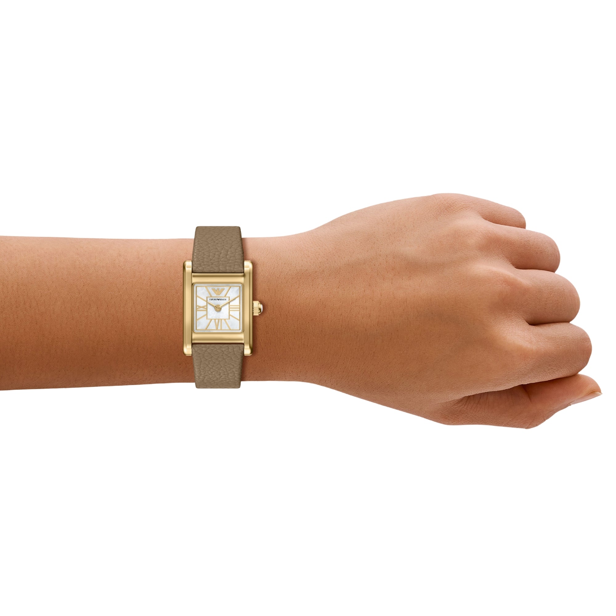 Emporio Armani Genni  26mm White Mother of Pearl Dial Leather Ladies Quartz Watch AR11765