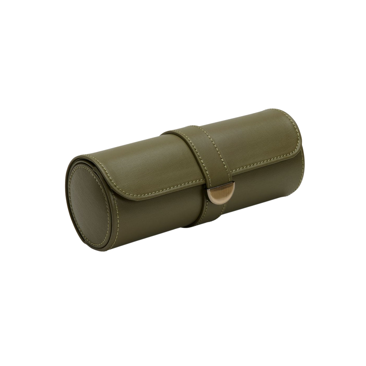 WOLF Earth 190th Anniversary 190641 three-quarter view showing closed olive triple watch roll case