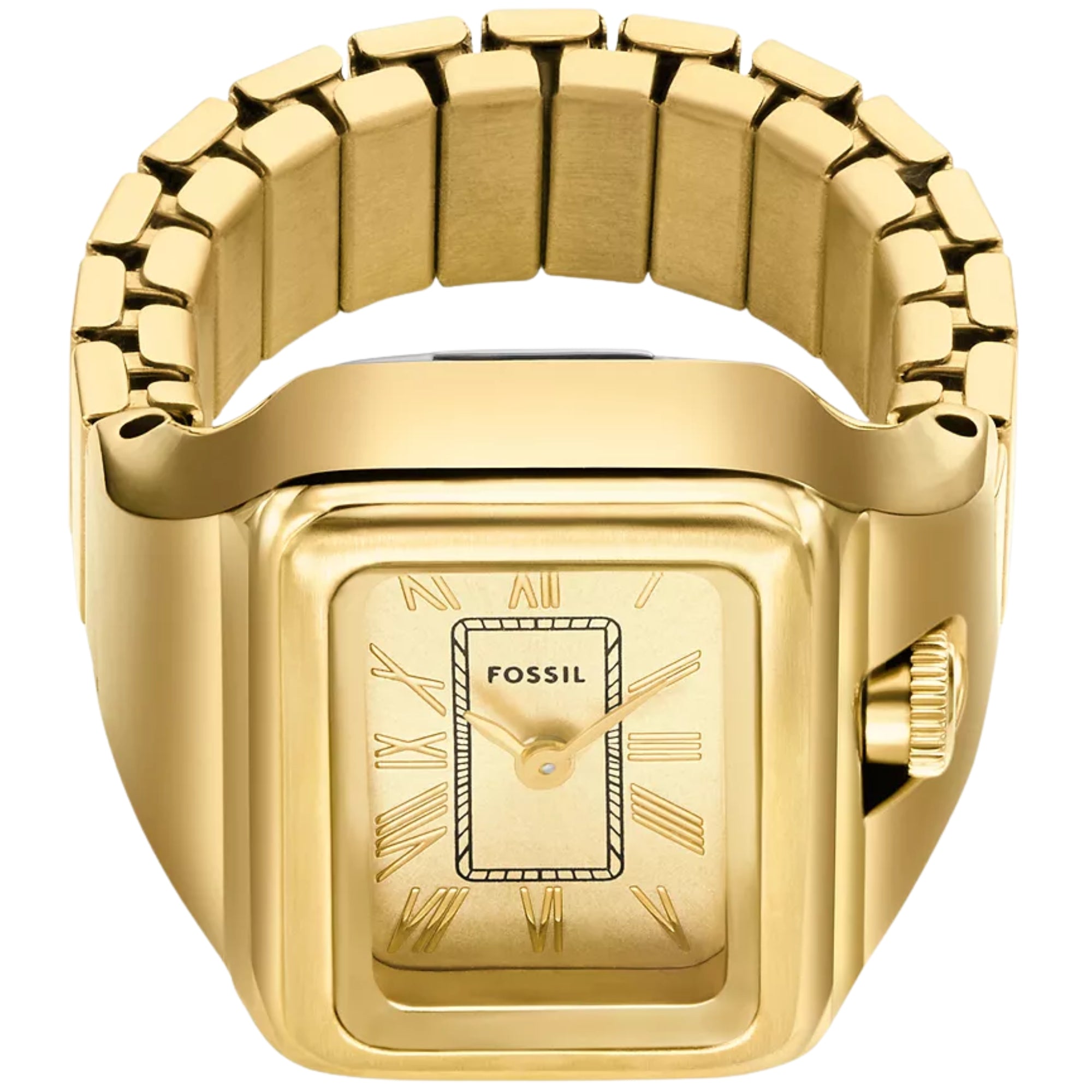 Fossil 14mm Gold Dial Steel Ladies Quartz Watch Ring ES5343