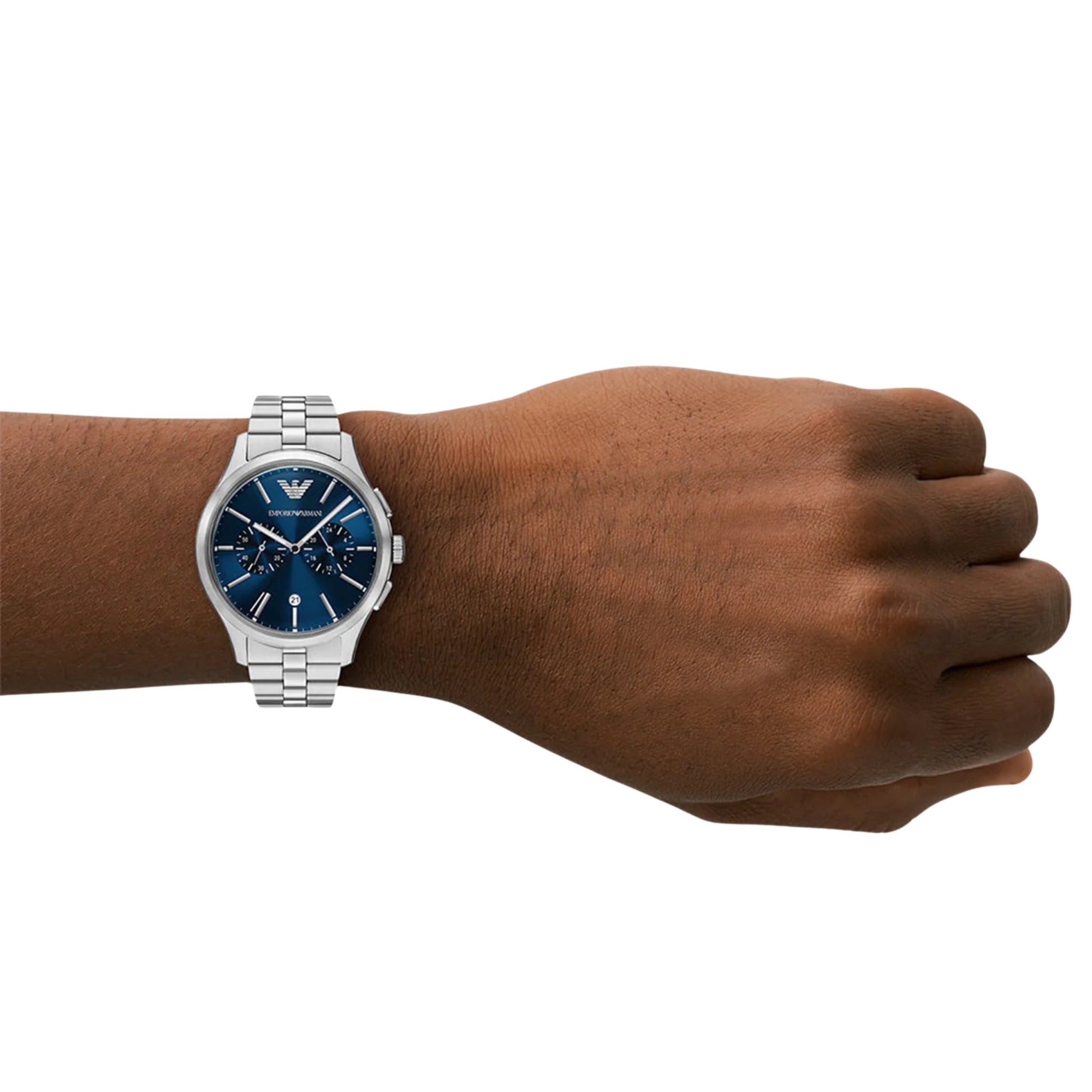 Emporio Armani Dario 41mm Chronograph Blue Dial Steel Mens Quartz Watch AR11728