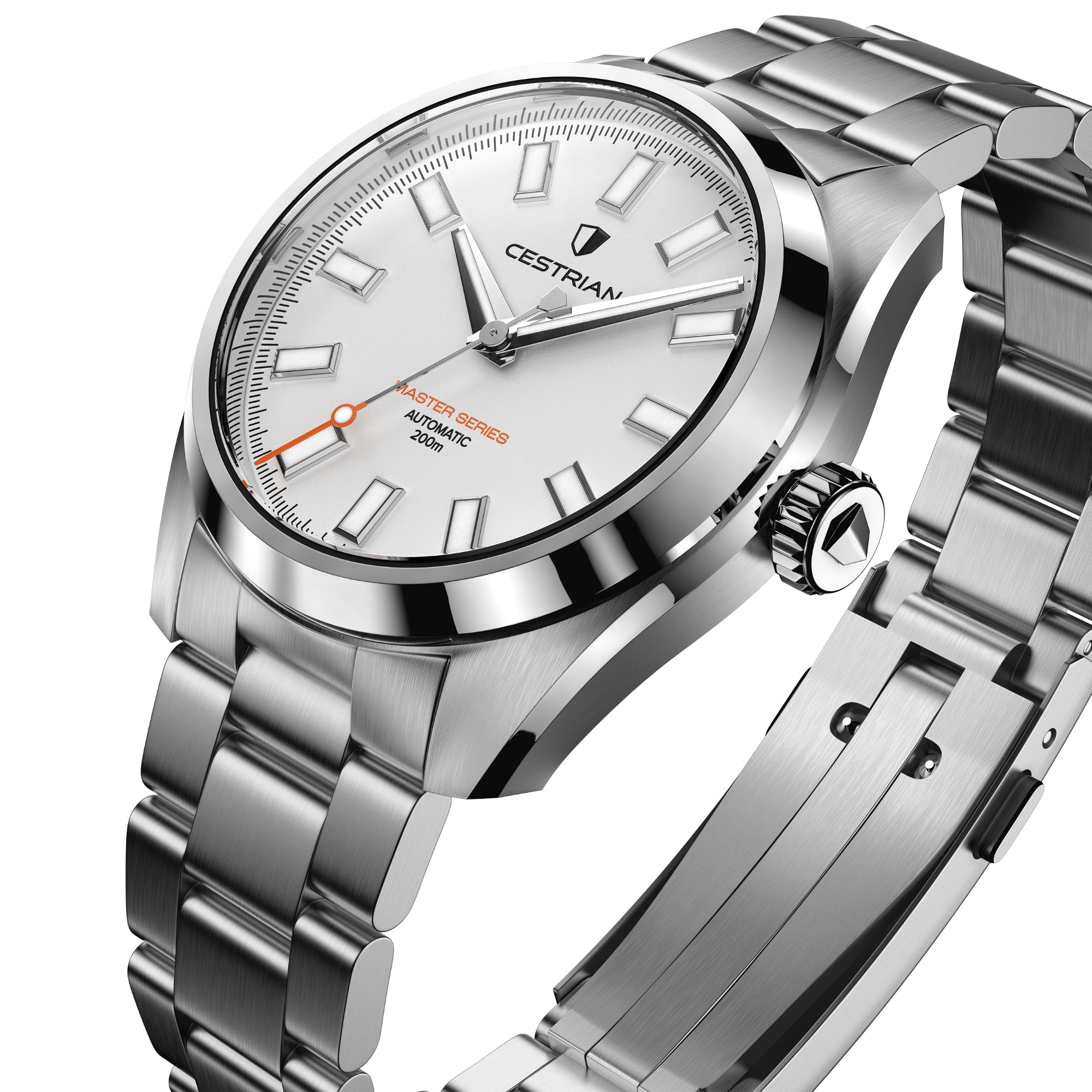 Cestrian Master Series V3 White Dial Steel Bracelet Automatic Men's Watch CM-WT001