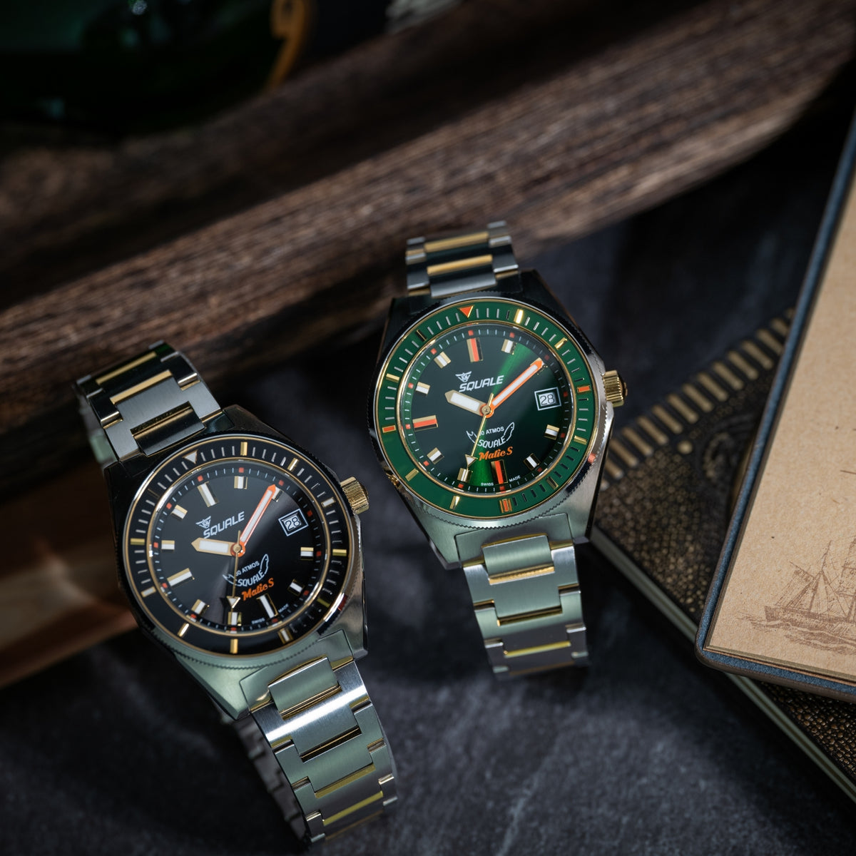 Squale Matic S 39,5 mm Schwarzes Zifferblatt Stahl Herren Automatikuhr MATICGBKBK.SSBI