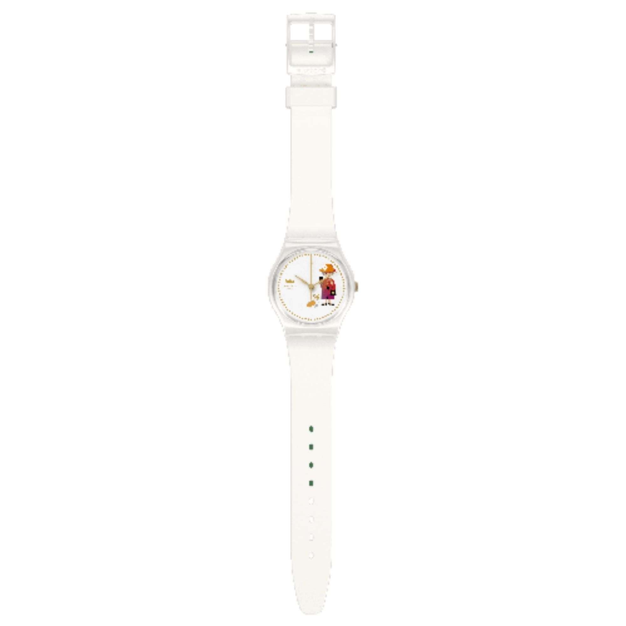 Swatch How Majestic Queen White Dial White Silicone Strap Watch GZ711