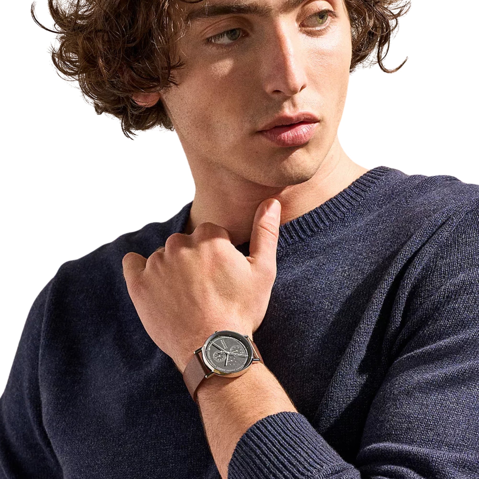 Skagen Signatur 40mm Chronograph Grey Dial Leather Mens Quartz Watch SKW6941