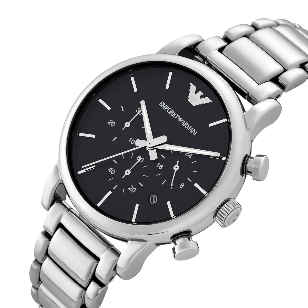 Emporio Armani Luigi 41mm Chronograph Black Dial Steel Mens Quartz Watch AR1853