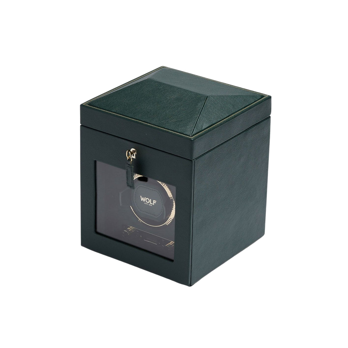 WOLF British Racing Green Single Watch Winder with Storage 792141