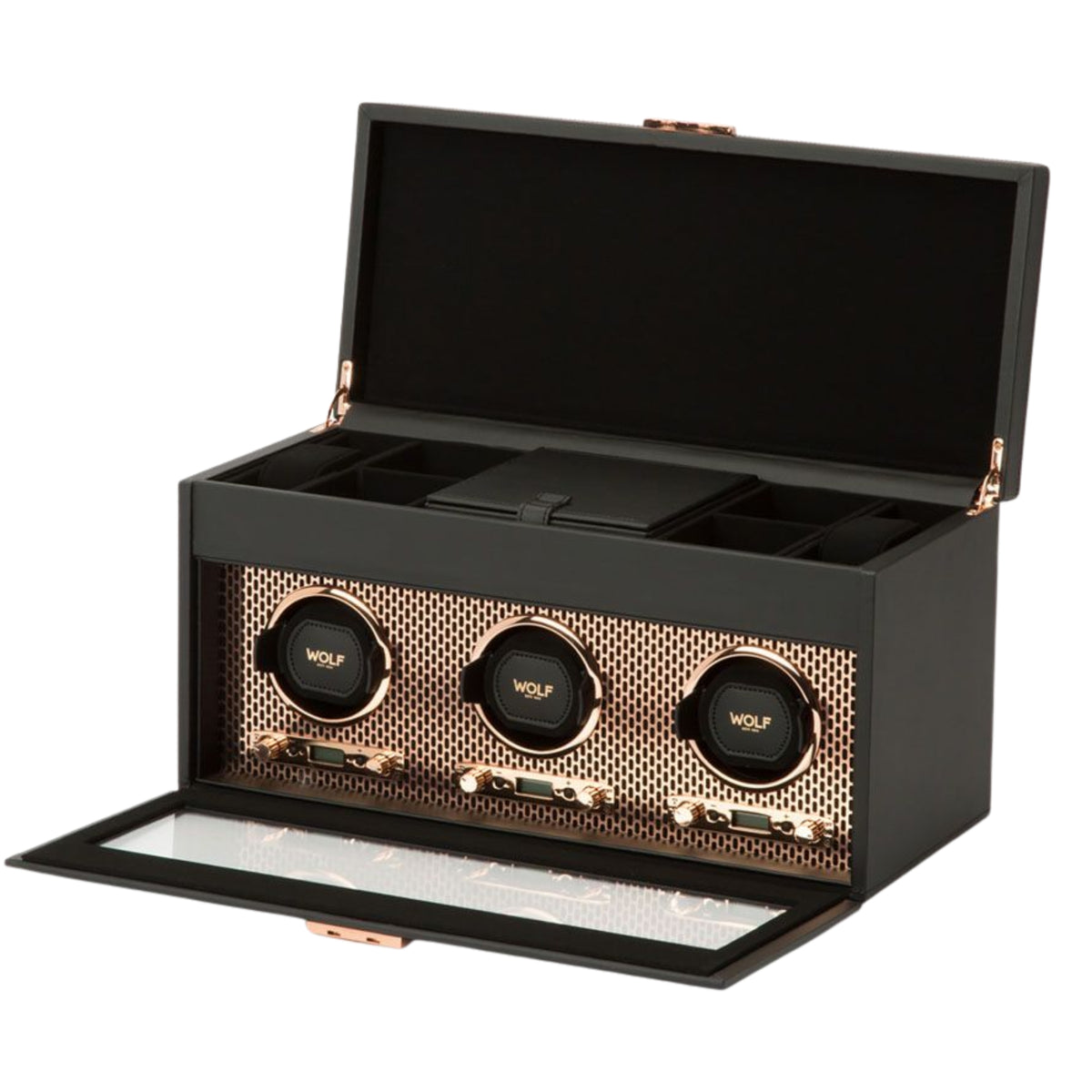 WOLF Axis Copper Triple Watch Winder with Storage 469416