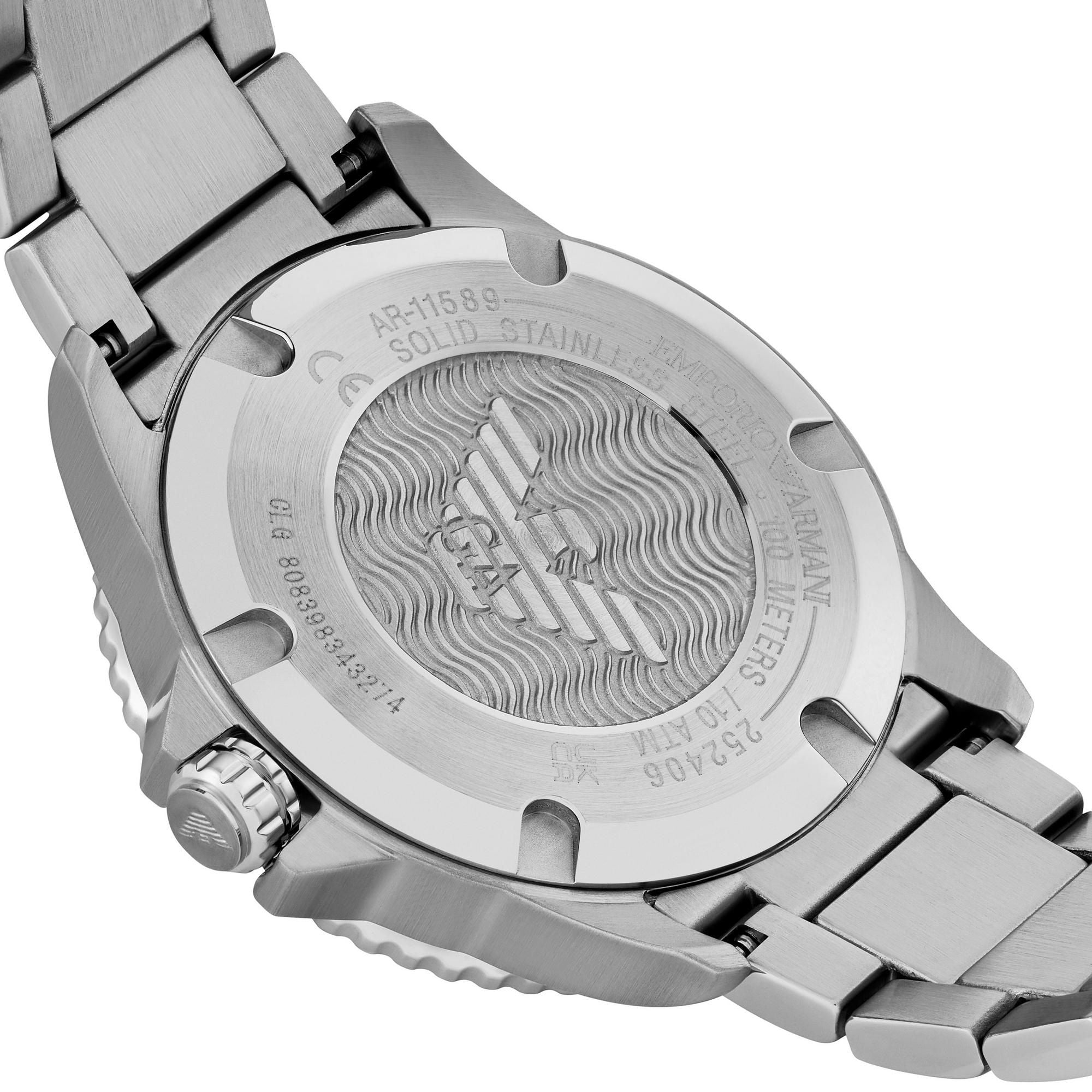 Emporio Armani World Explorer 42mm Black Dial Steel Mens Quartz Watch AR11589