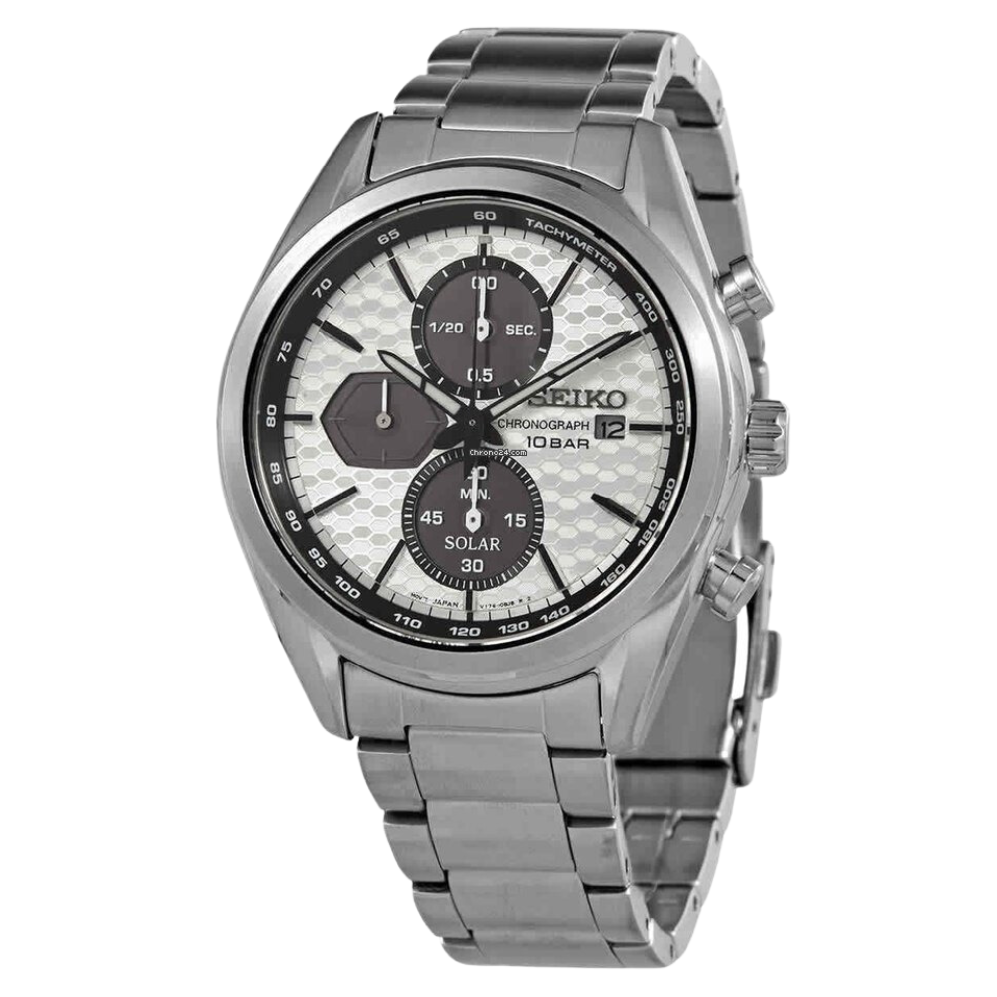 Seiko Essentials 41.6mm Solar Chronograph SSC769P1 front three-quarters view