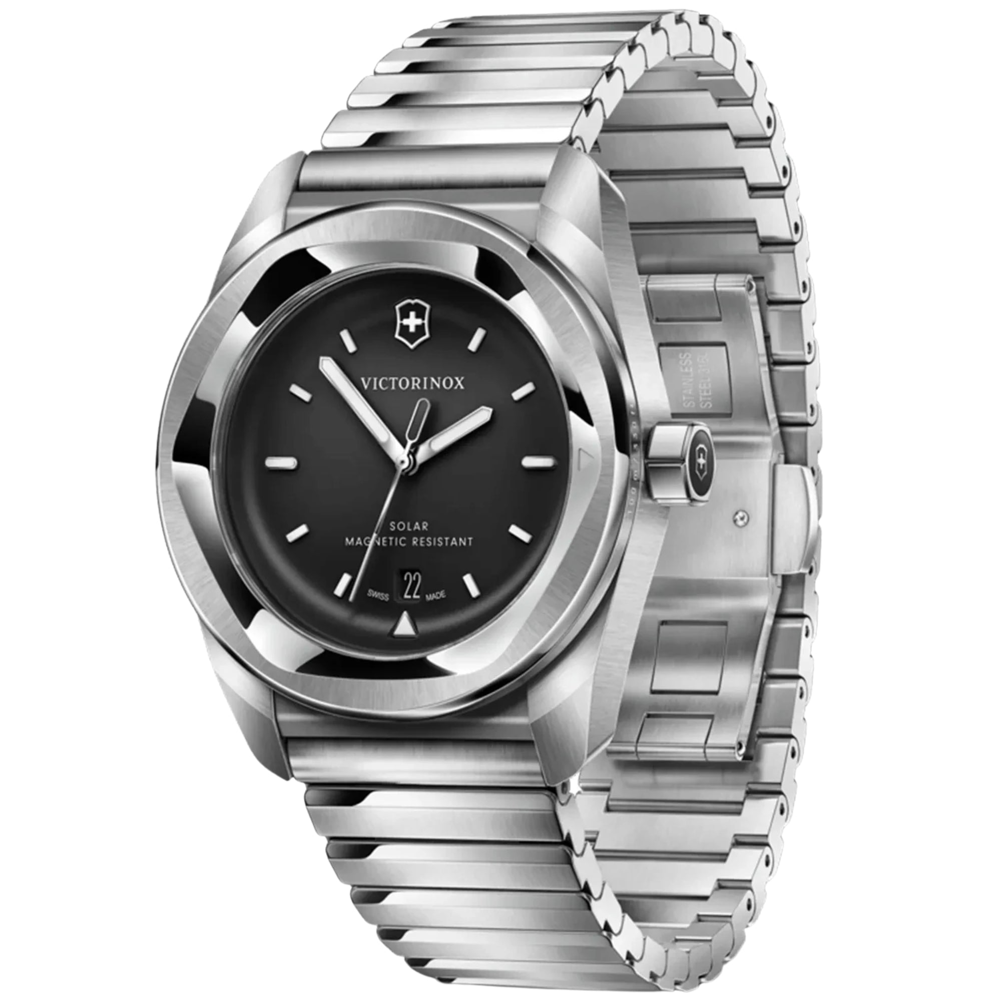 Victorinox Concept One 242055 brushed stainless steel case and anti-scratch bezel detail 