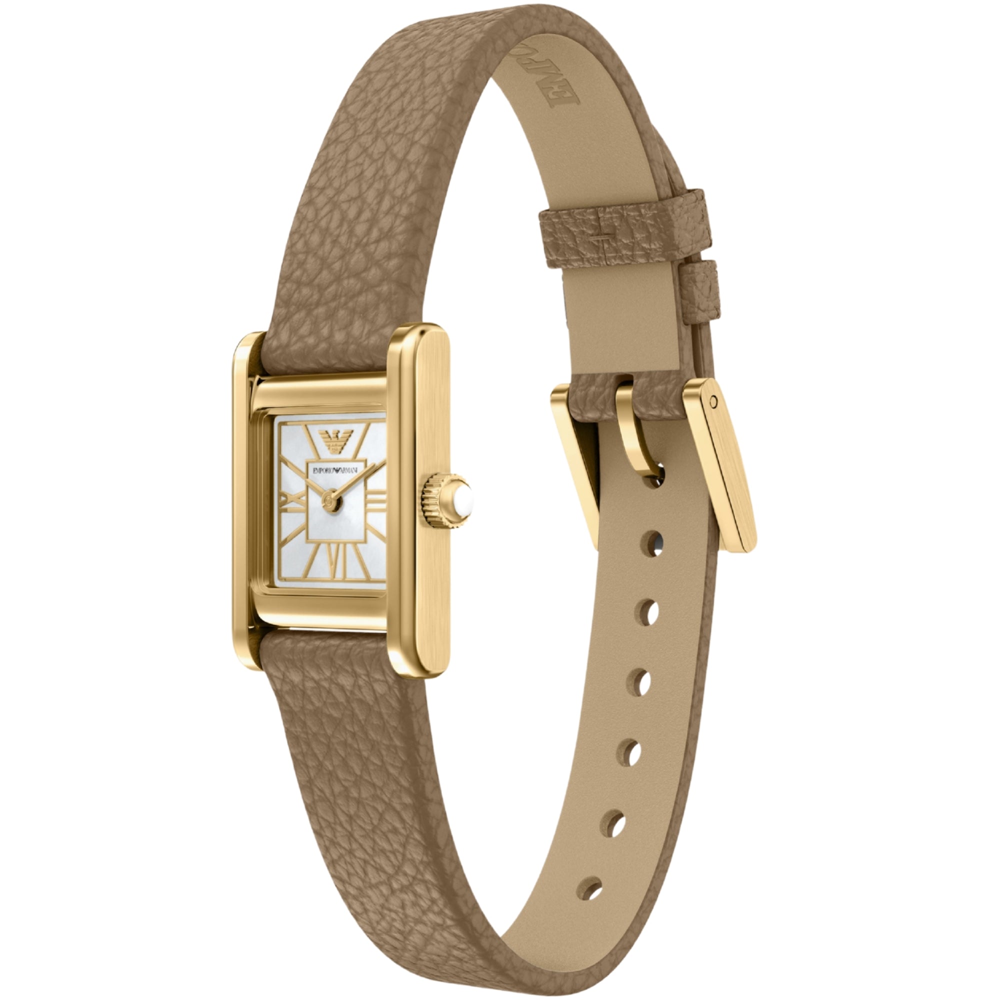 Emporio Armani Genni  26mm White Mother of Pearl Dial Leather Ladies Quartz Watch AR11765