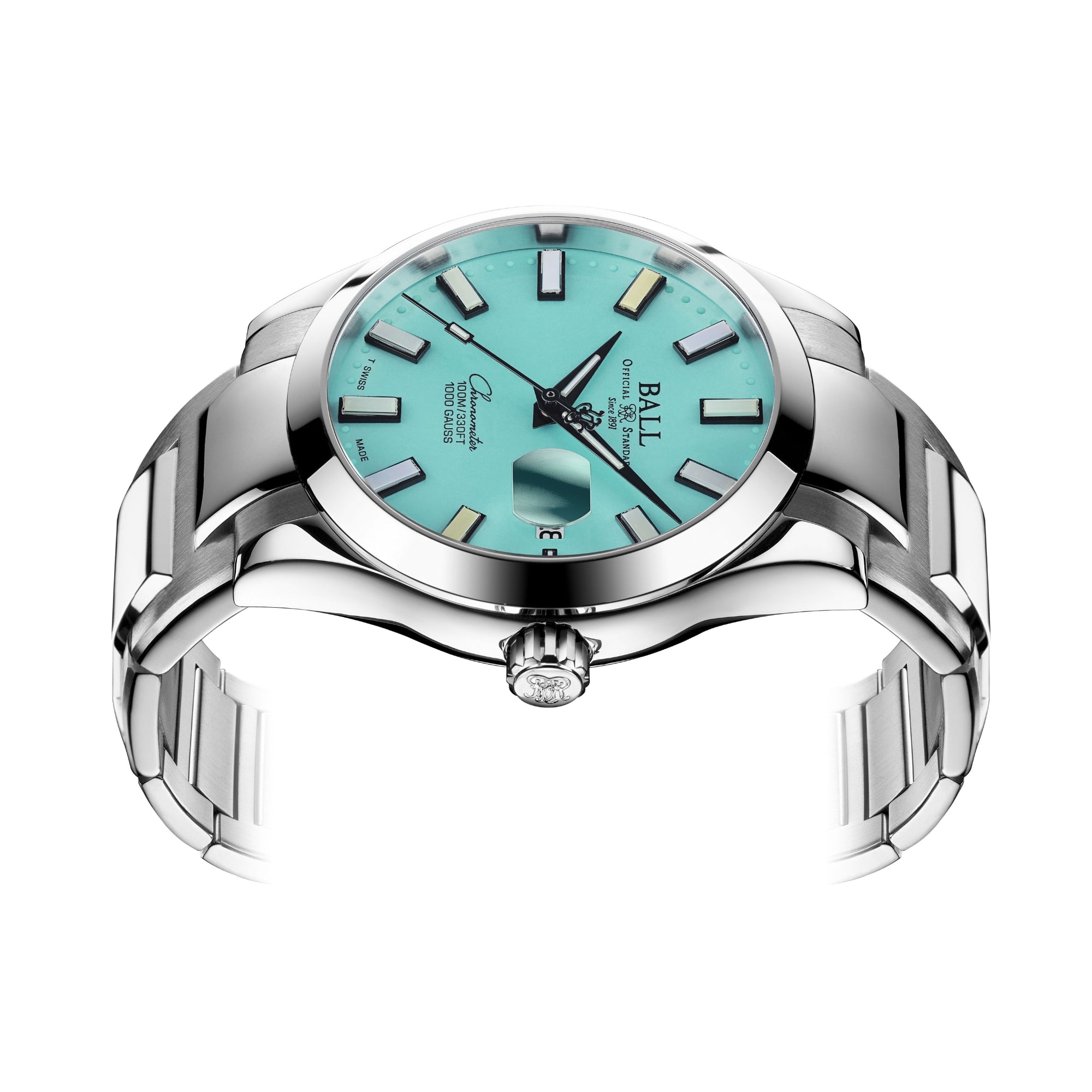 BALL Engineer III Marvelight 40mm Chronometer Turquoise Dial Steel Strap Mens Automatic Watch NM9026c-S44C-TQR
