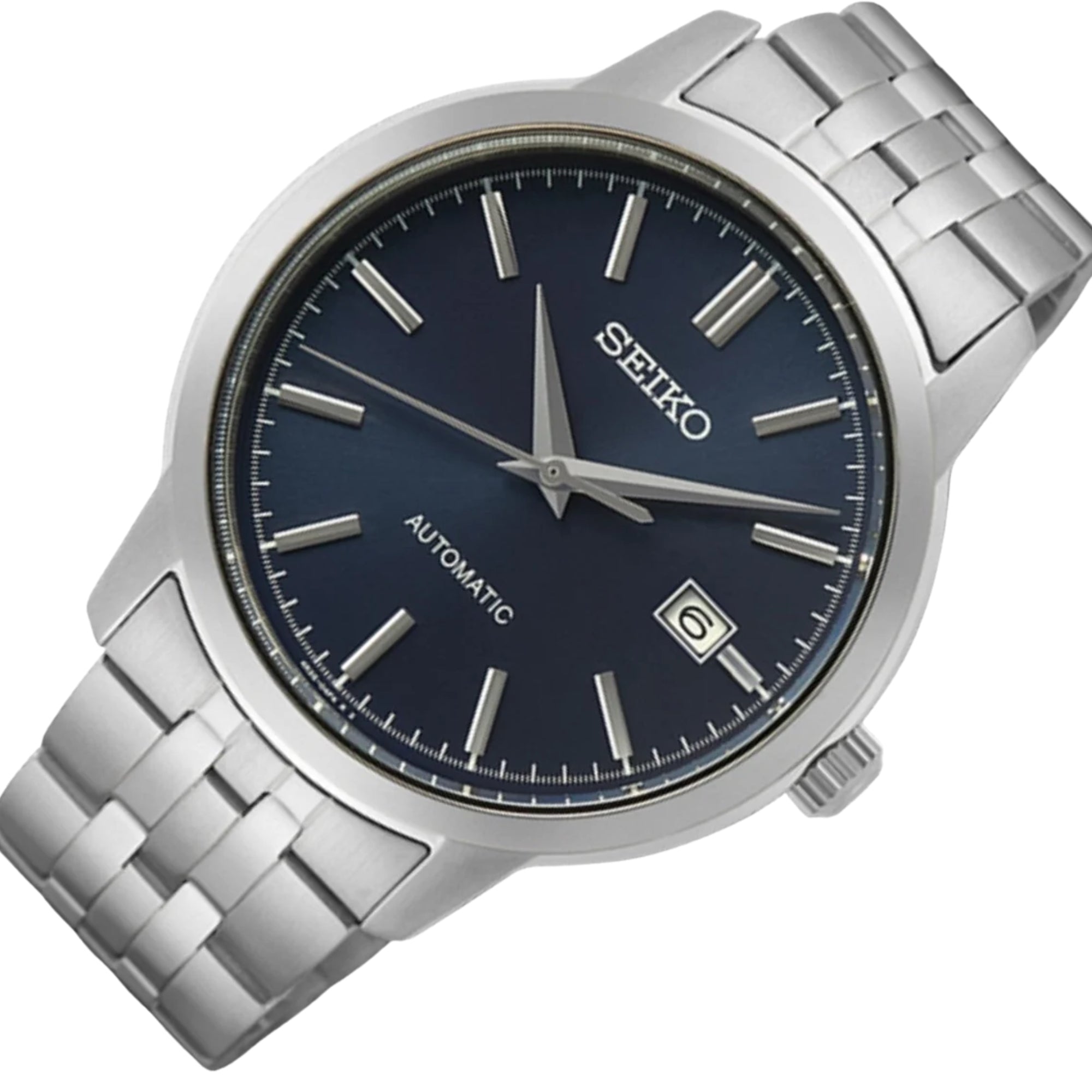 Seiko Essentials 41mm Blaues Zifferblatt Stahl Herren Automatik Uhr SRPH87K1