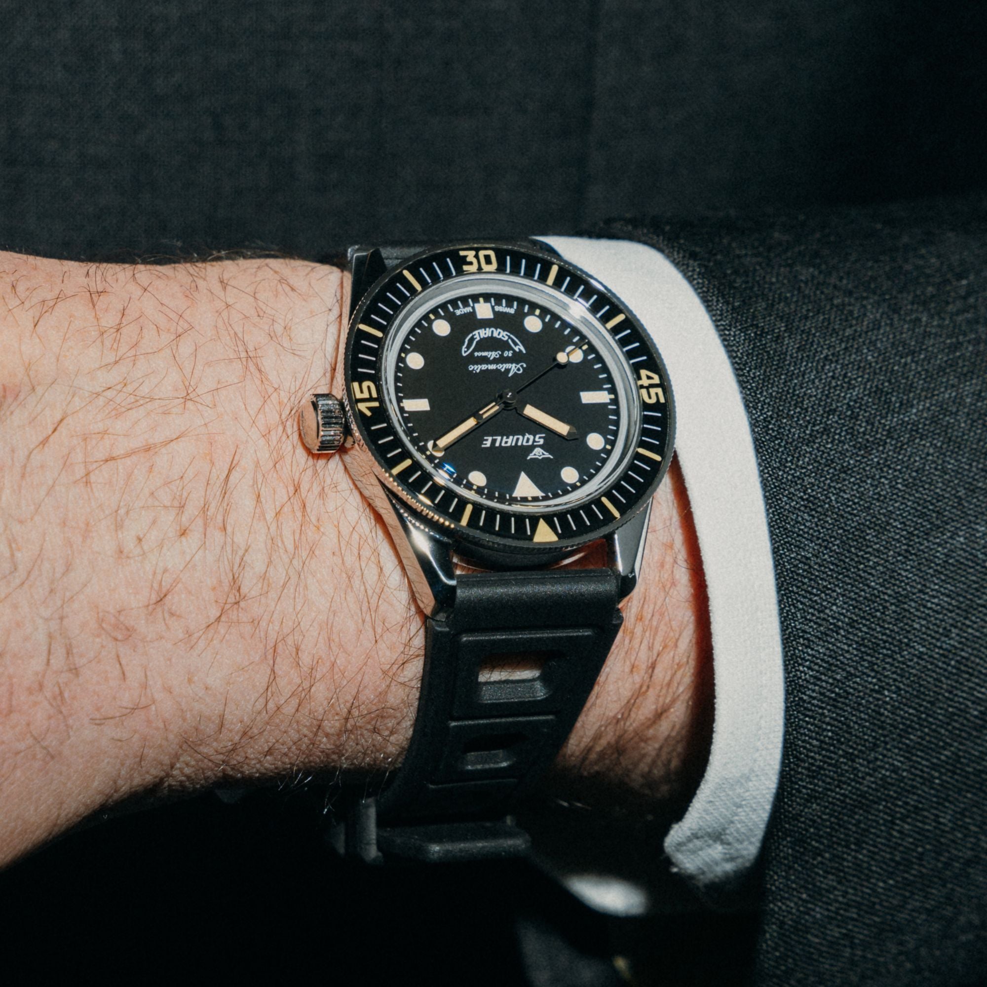 Squale SUB-37 Legend Black Dial Rubber Strap Men's Watch SUB-37BKBK.RBK