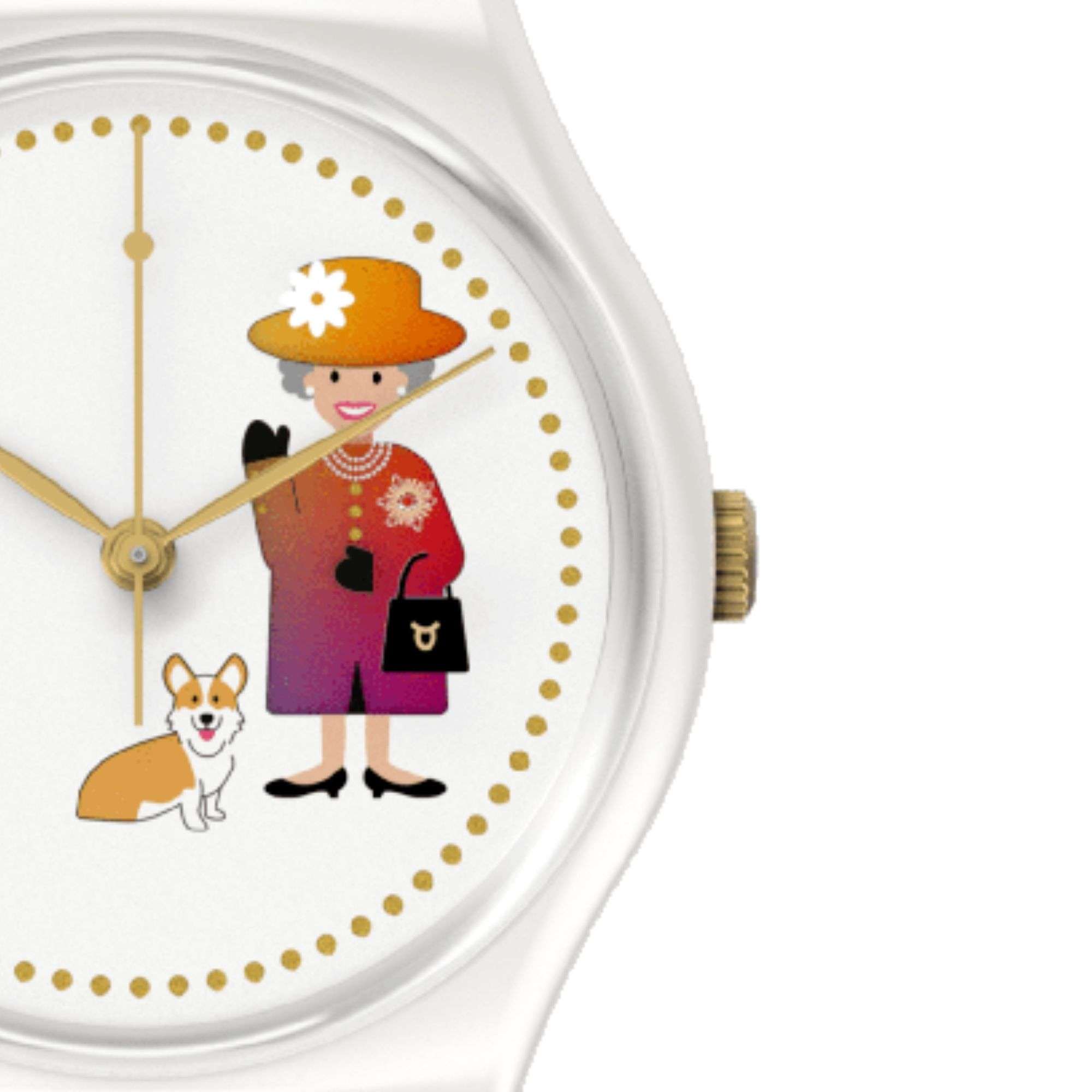 Swatch How Majestic Queen White Dial White Silicone Strap Watch GZ711