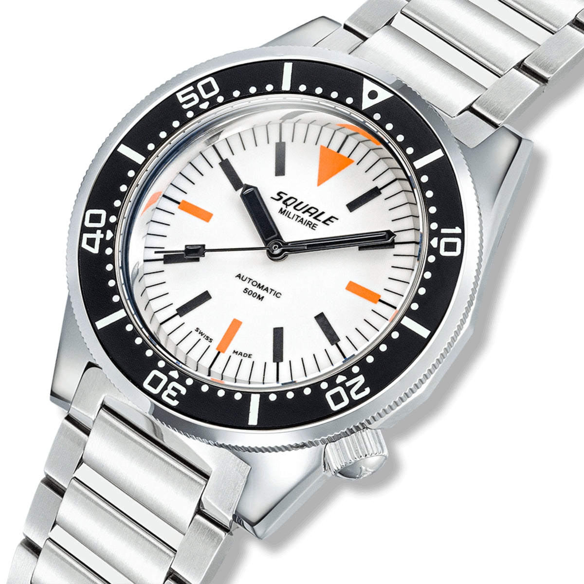 Montre automatique homme Squale 1521 Full Luminous Militaire 42mm cadran blanc acier 1521FUMIWT.SQ20B