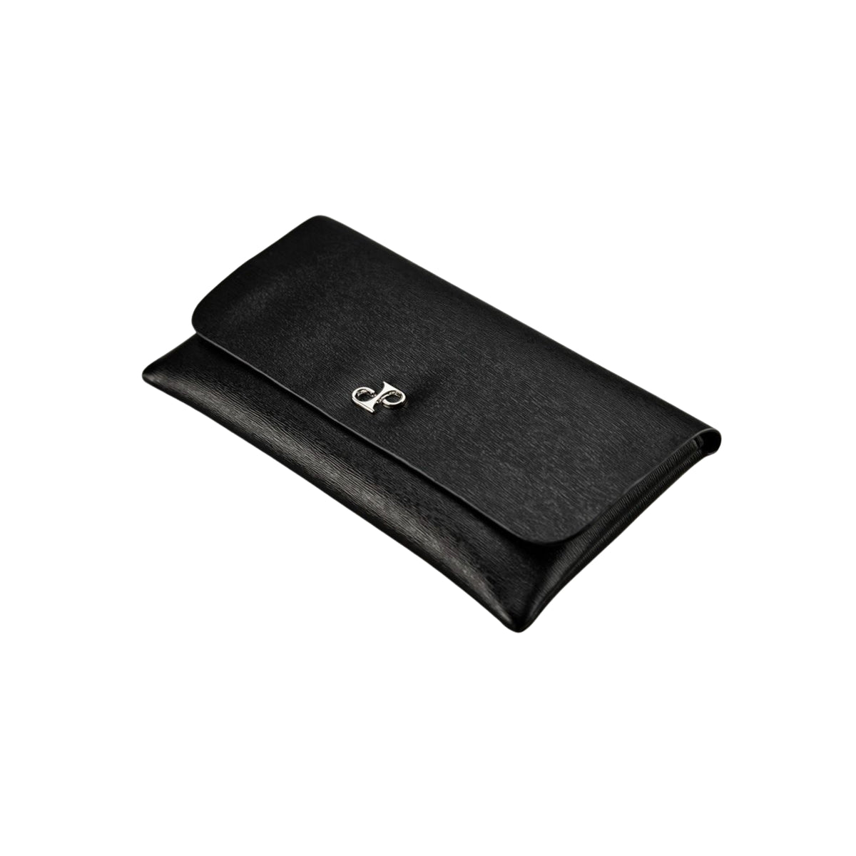 WOLF Philipp 190207 top perspective view of closed black vegan leather double watch wrap pouch