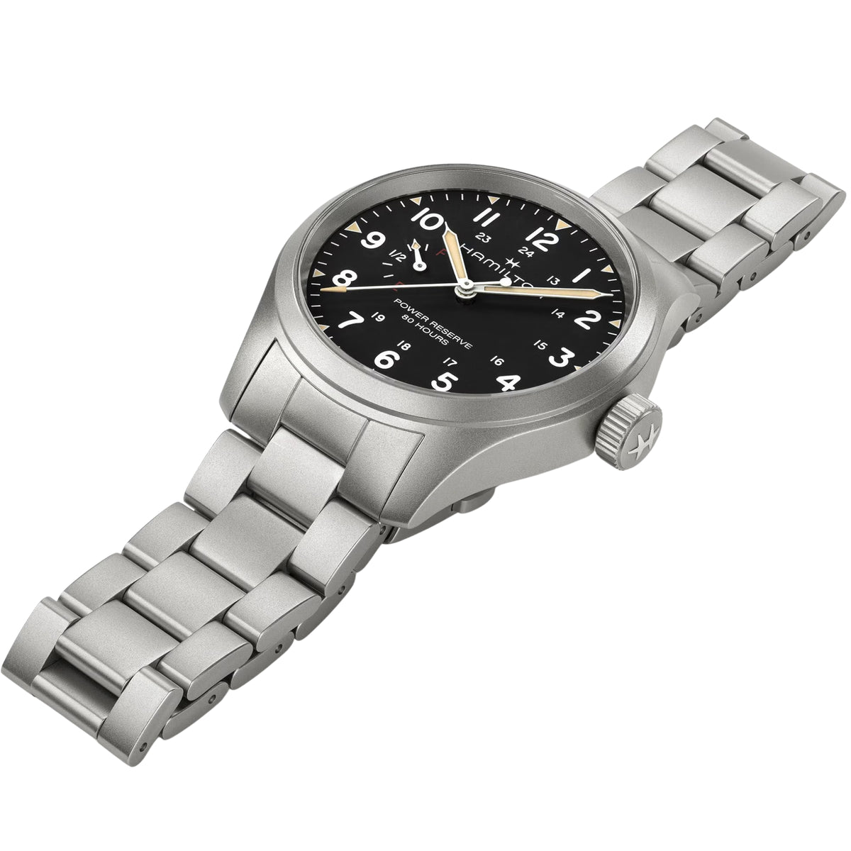 Hamilton Khaki Field H69509130 40mm sandblasted stainless steel case side profile
