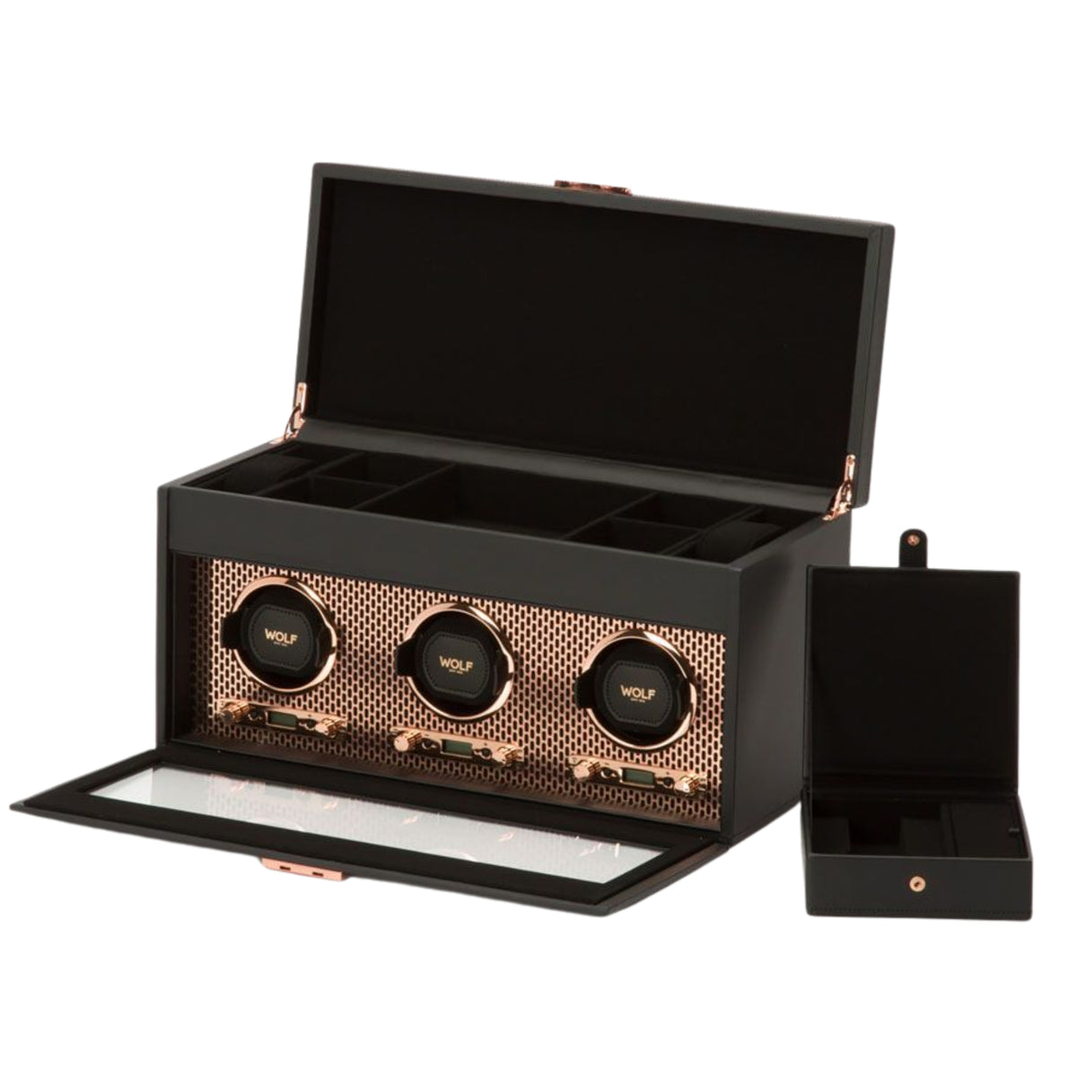 WOLF Axis Copper Triple Watch Winder with Storage 469416