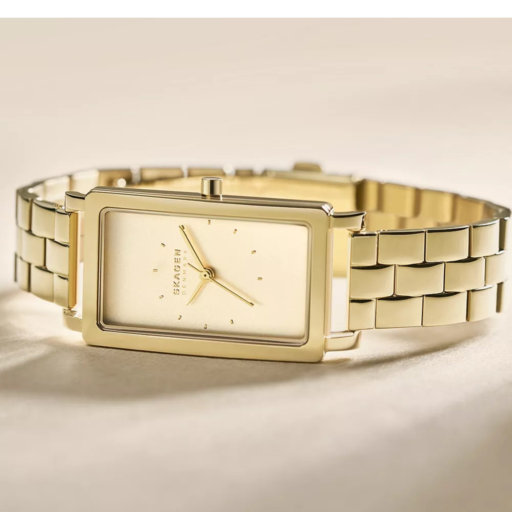 Skagen Hagen Lille 22mm Quarz-Armbanduhr für Damen mit goldenem Zifferblatt SKW3098