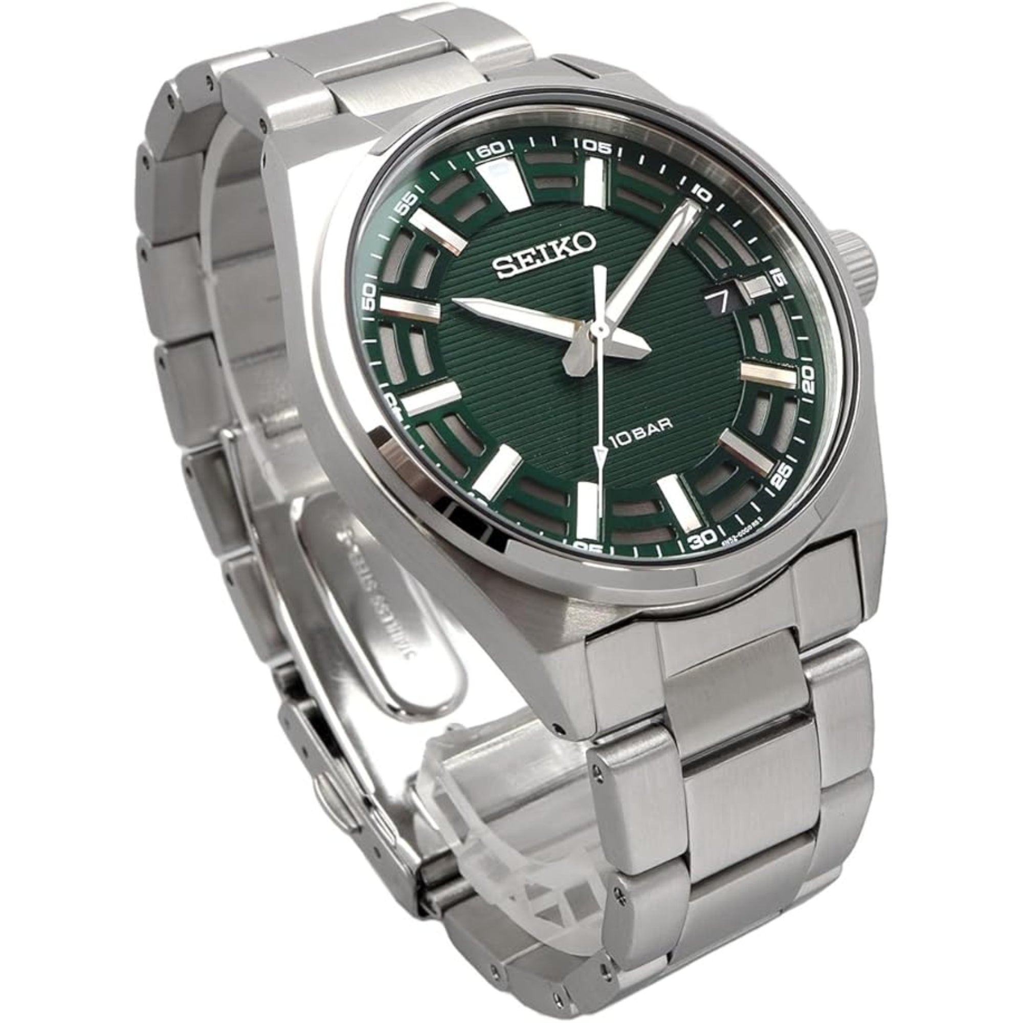 Seiko Conceptual Quartz Green Dial Steel Strap Men's Watch SUR503P1 - WatchNation