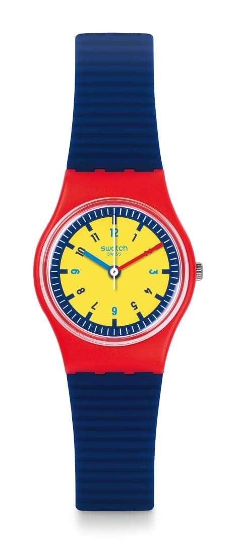 Swatch Bambino Blue Silicone Strap Red Plastic Case Kids' Watch LR131 - WatchNation