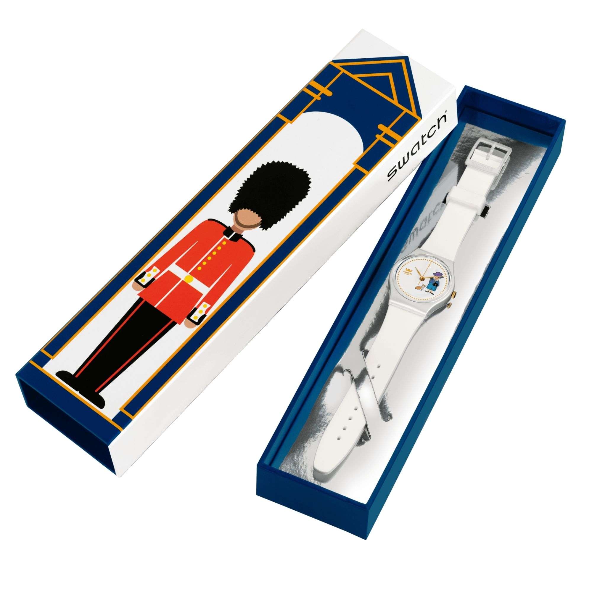 Swatch How Majestic Queen White Dial White Silicone Strap Watch GZ711