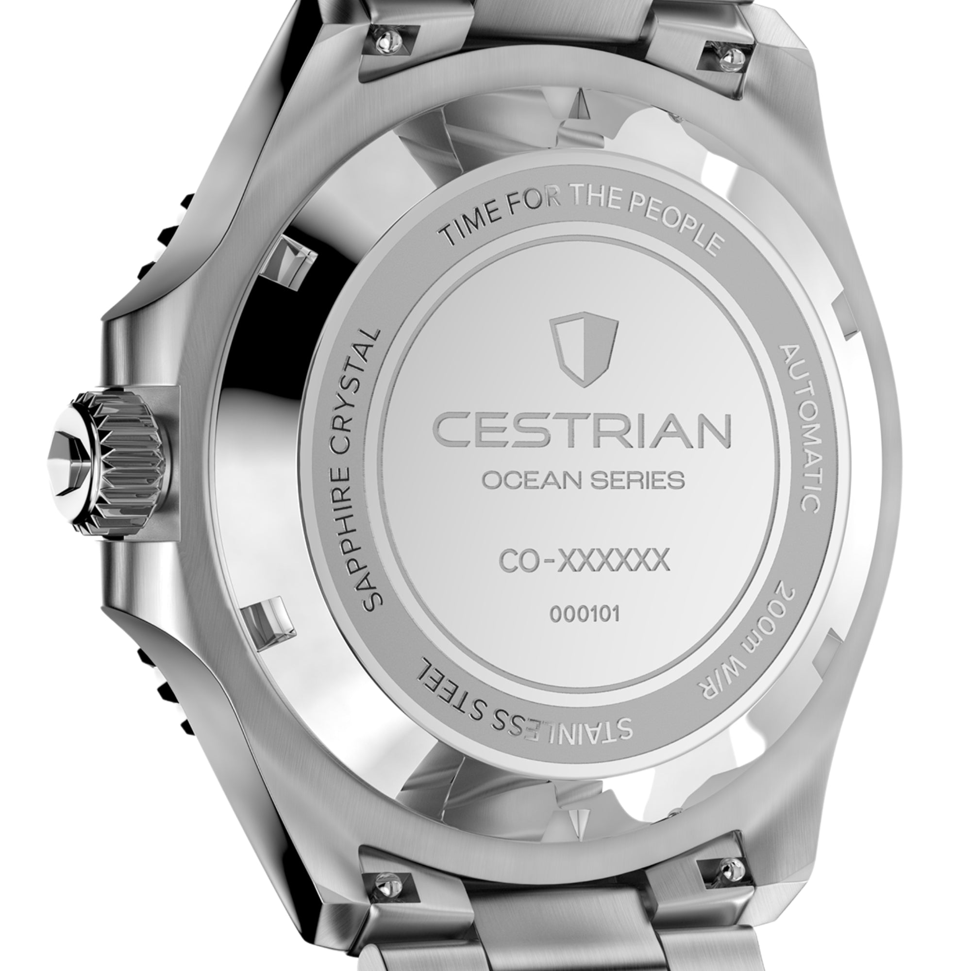 Cestrian Ocean Series Silver White Dial Steel Bracelet Automatic GMT Men's Watch CO-SWS001