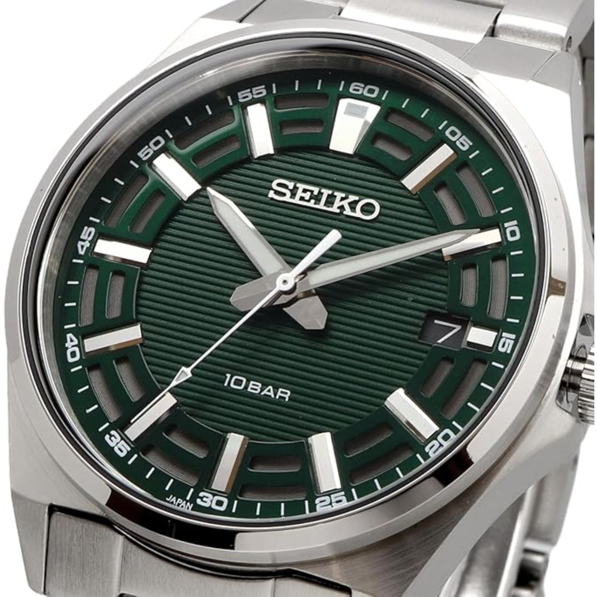 Seiko Conceptual Quartz Green Dial Steel Strap Men's Watch SUR503P1 - WatchNation