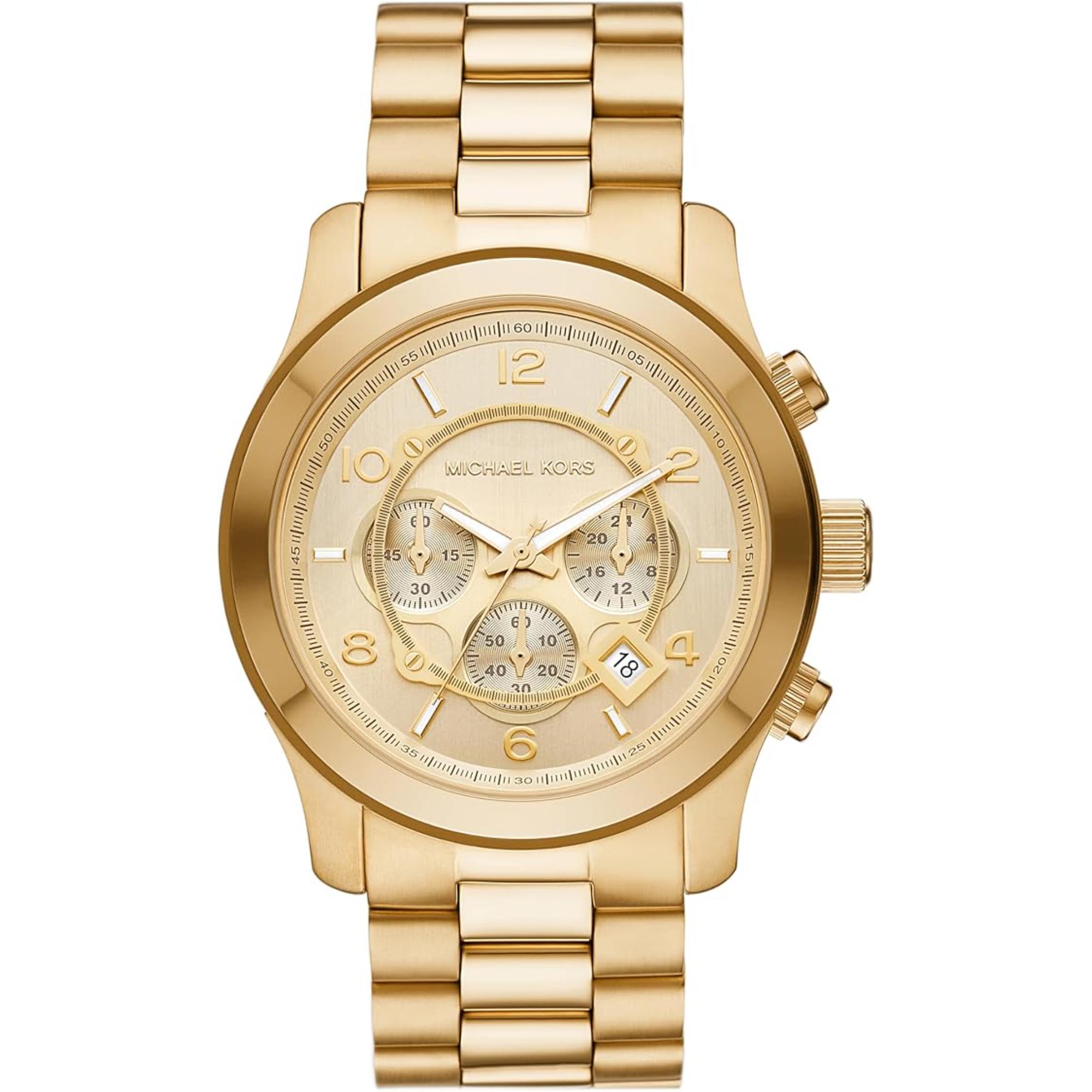 Michael Kors Runway Chronograph Gold Dial Steel Strap Men’s Watch MK9074