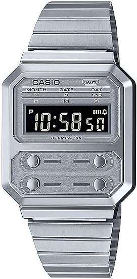 Casio Kollektion Digital Edelstahl Uhr A100WE-7BEF