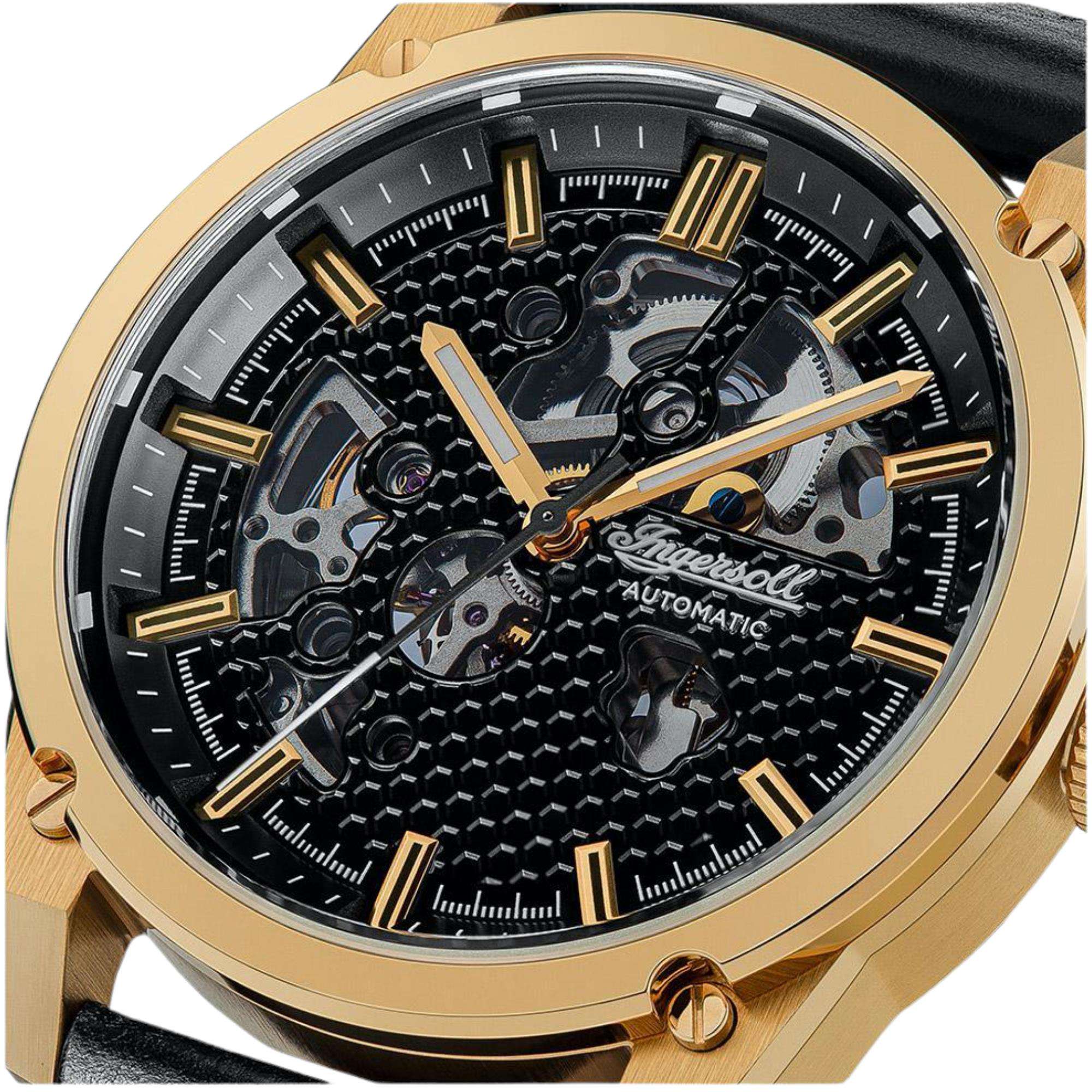 Ingersoll The Carroll Automatic Black Dial Black Leather Strap Men's Watch I11601