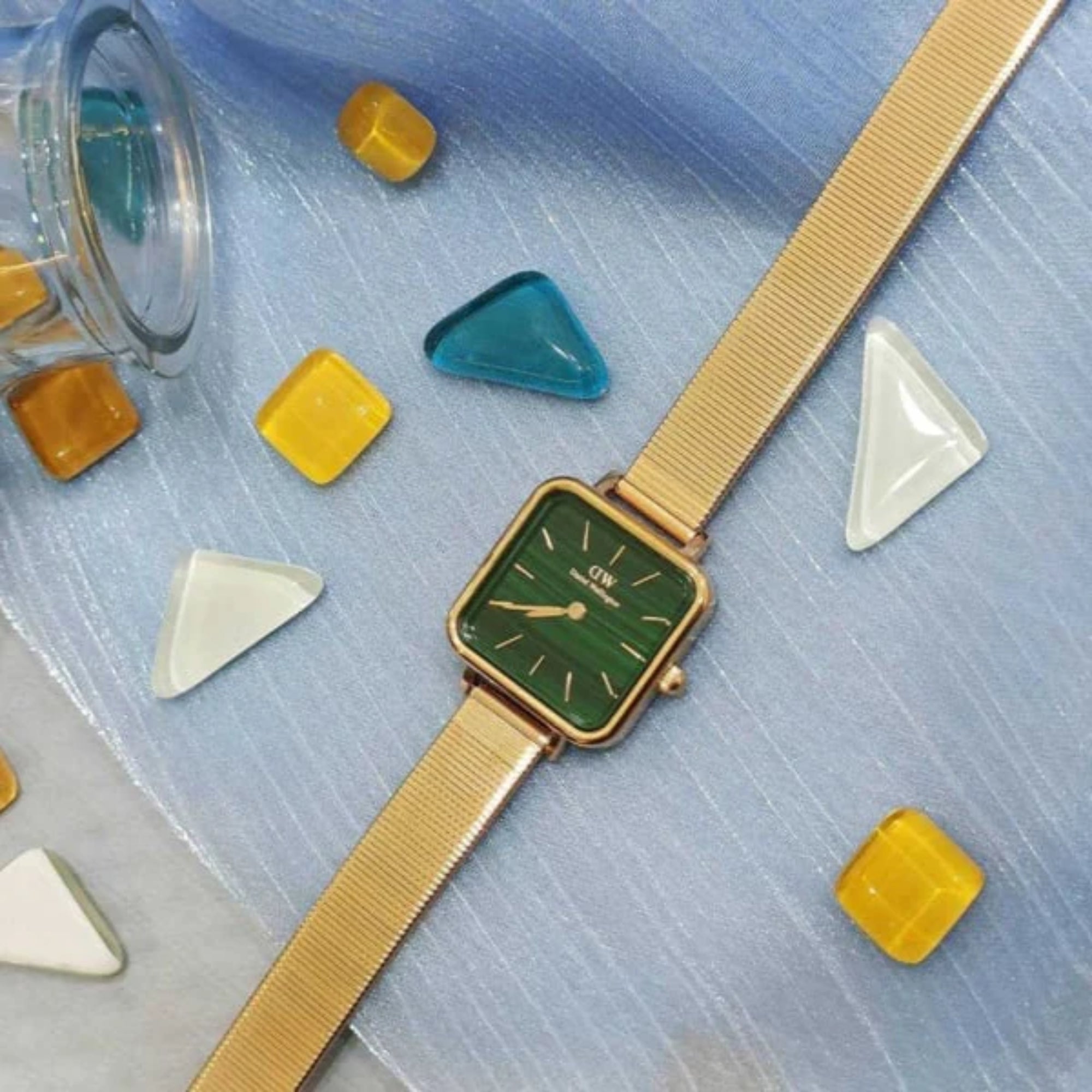 Daniel Wellington Quadro 22mm Green Dial Steel Ladies Quartz Watch DW00100520