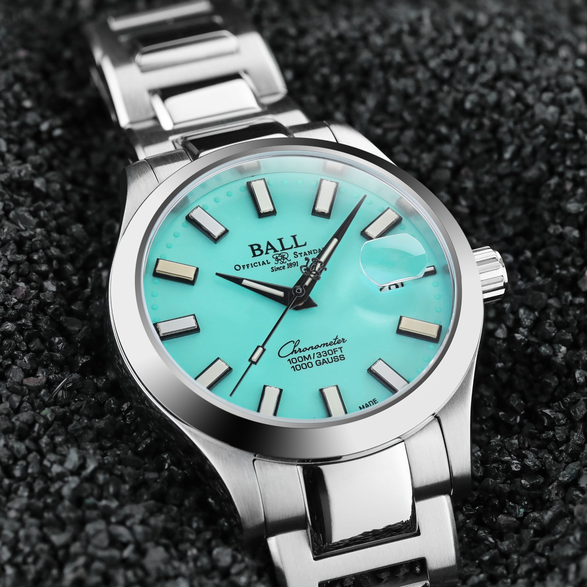 BALL Engineer III Marvelight 40mm Chronometer Turquoise Dial Steel Strap Mens Automatic Watch NM9026c-S44C-TQR