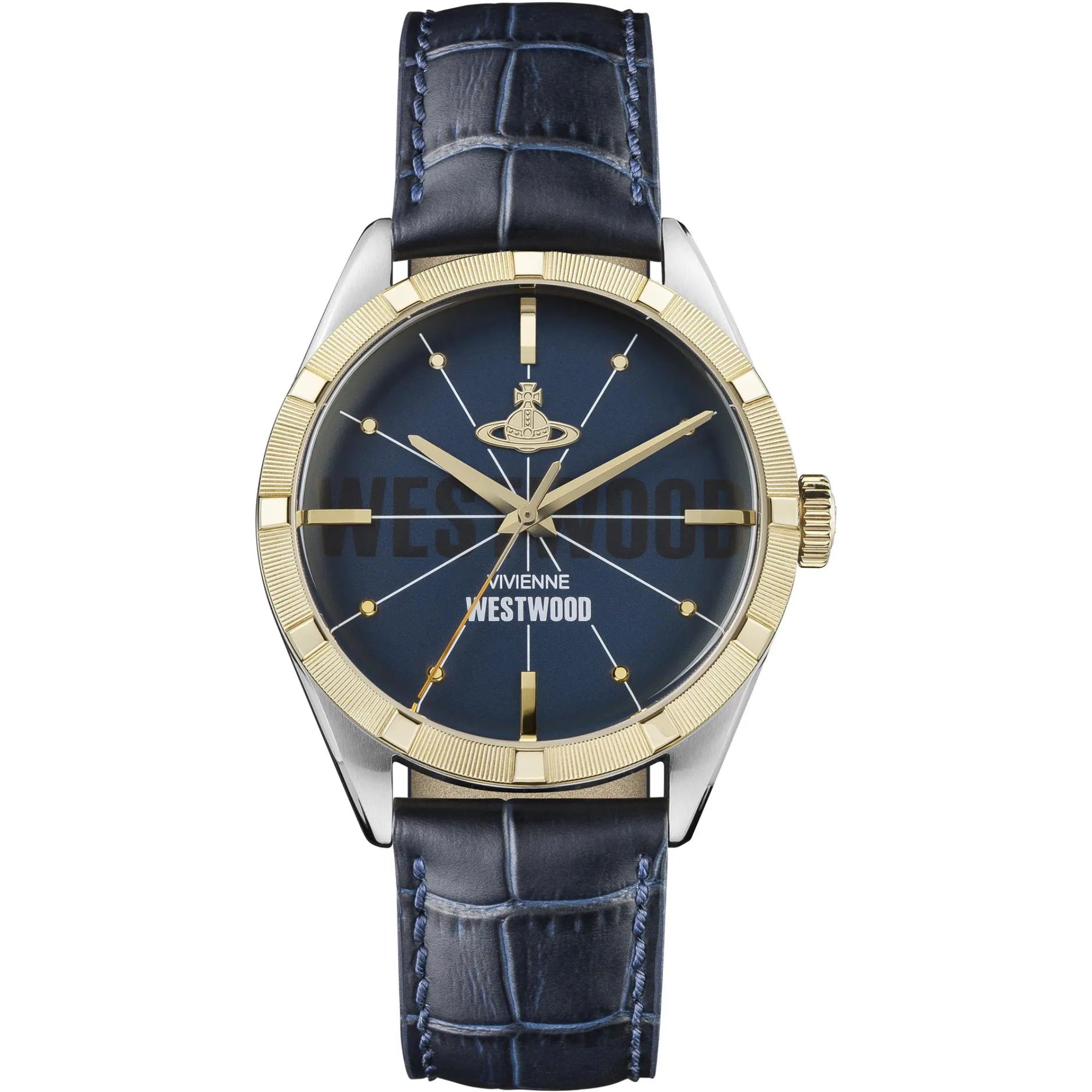 Vivienne Westwood Conduit Blaues Zifferblatt Blaues Lederarmband Herren Uhr VV192NVNV