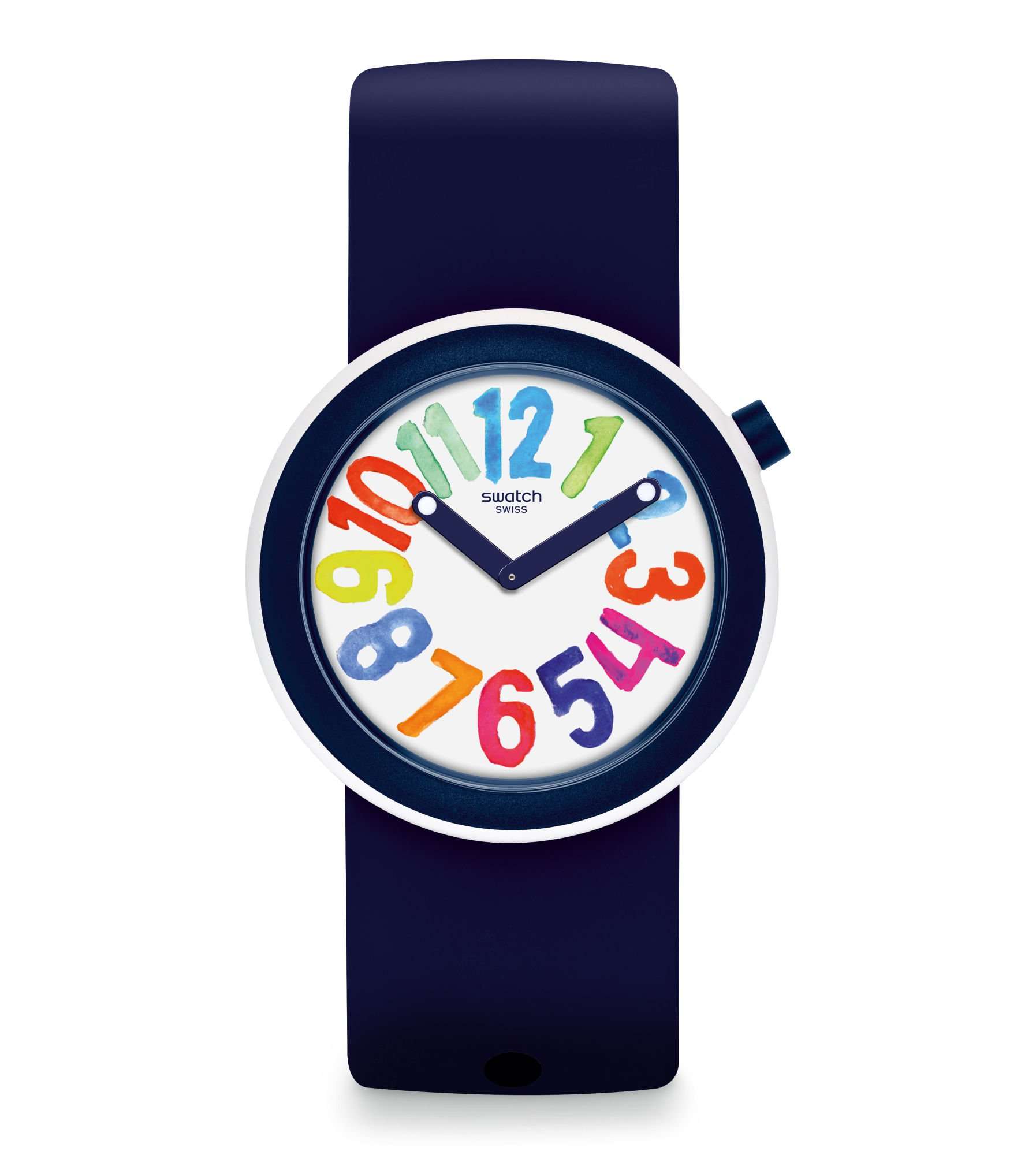 Swatch Popnumber Gehäuse Weißes Zifferblatt Uhr PNW107