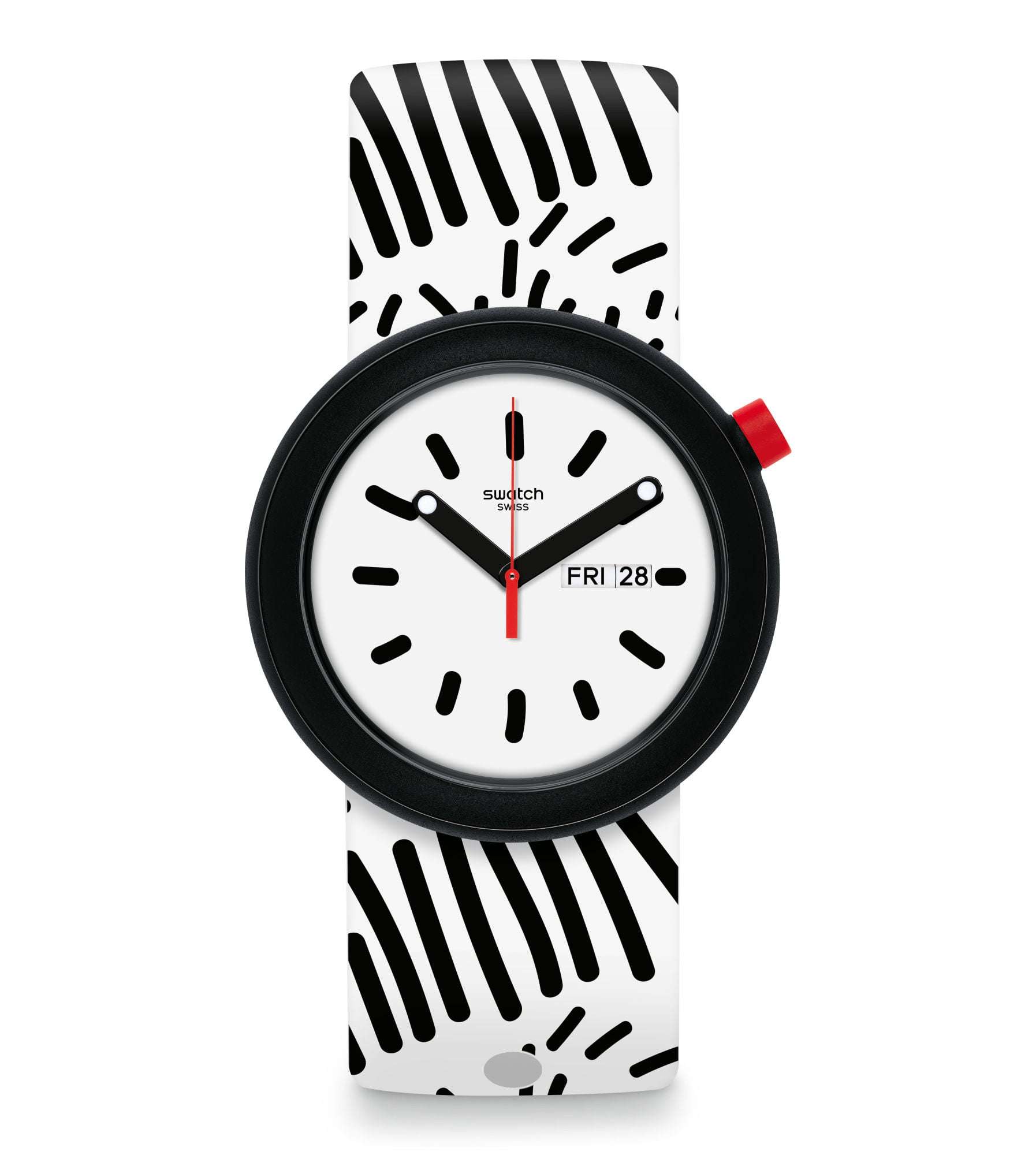 Swatch Polkapop Gehäuse Weißes Zifferblatt Uhr PNB701