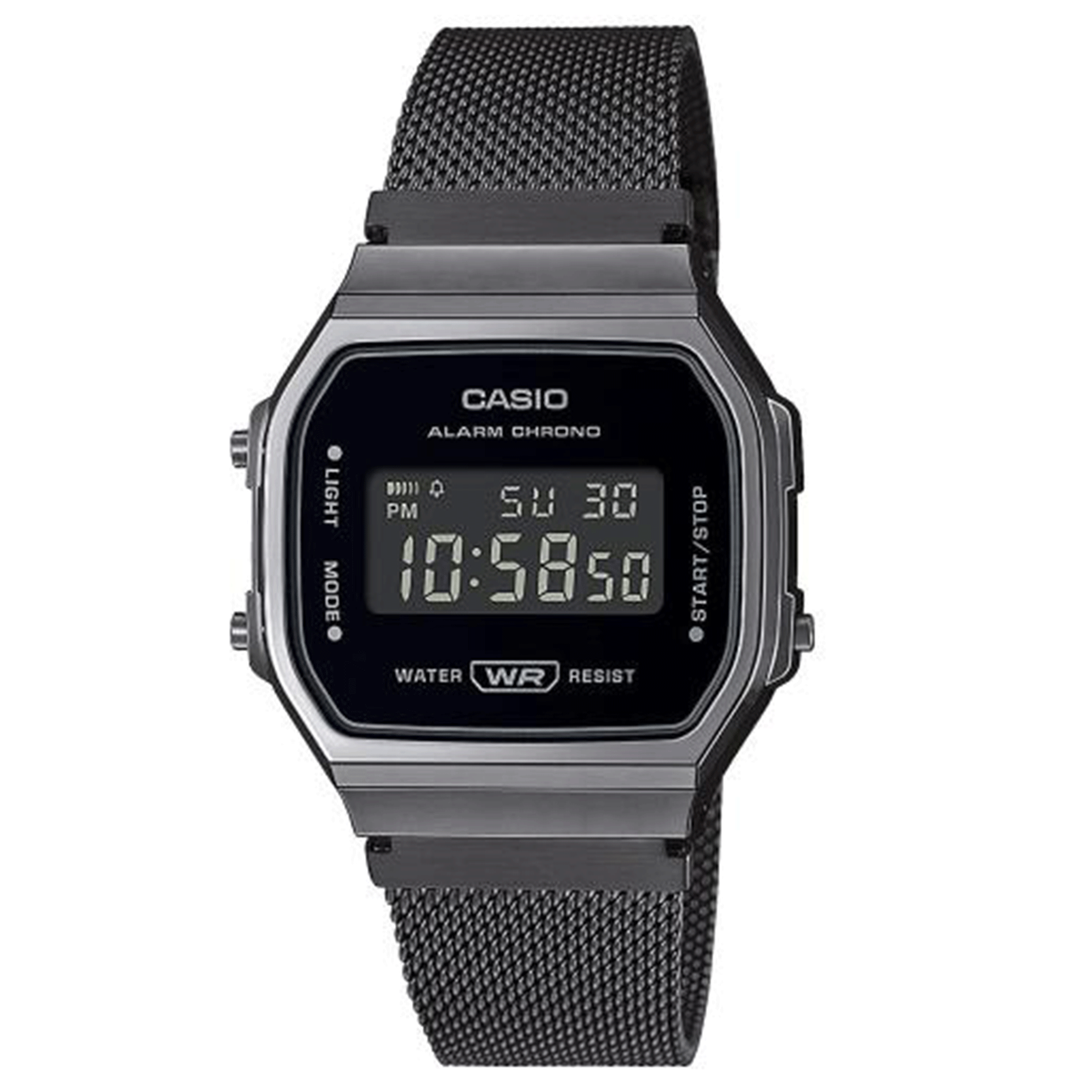 Casio Collection Quarz Schwarzes Zifferblatt Gunmetal Grau Edelstahlarmband Uhr A168WEMB-1BEF