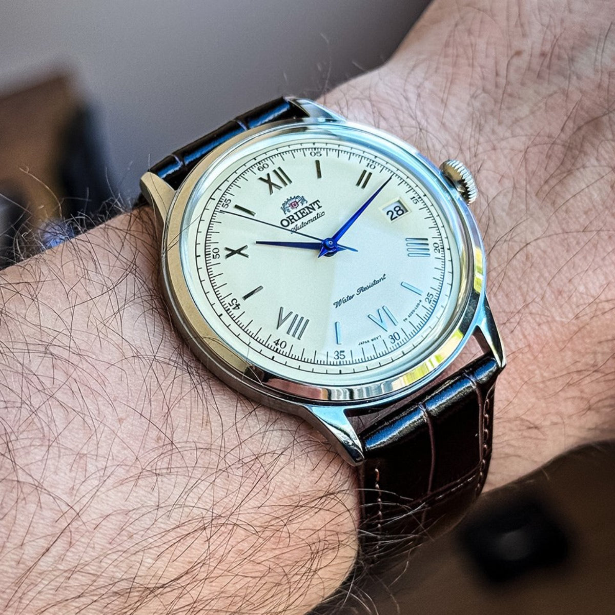Orient Bambino 40.5mm Champagne Dial Leather Mens Automatic Watch TAC00009N0
