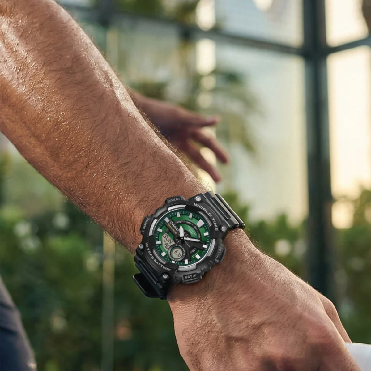 Casio Green Face Series Digi-Analogue Resin Strap Men's Watch AEQ-110W-3A2VEF